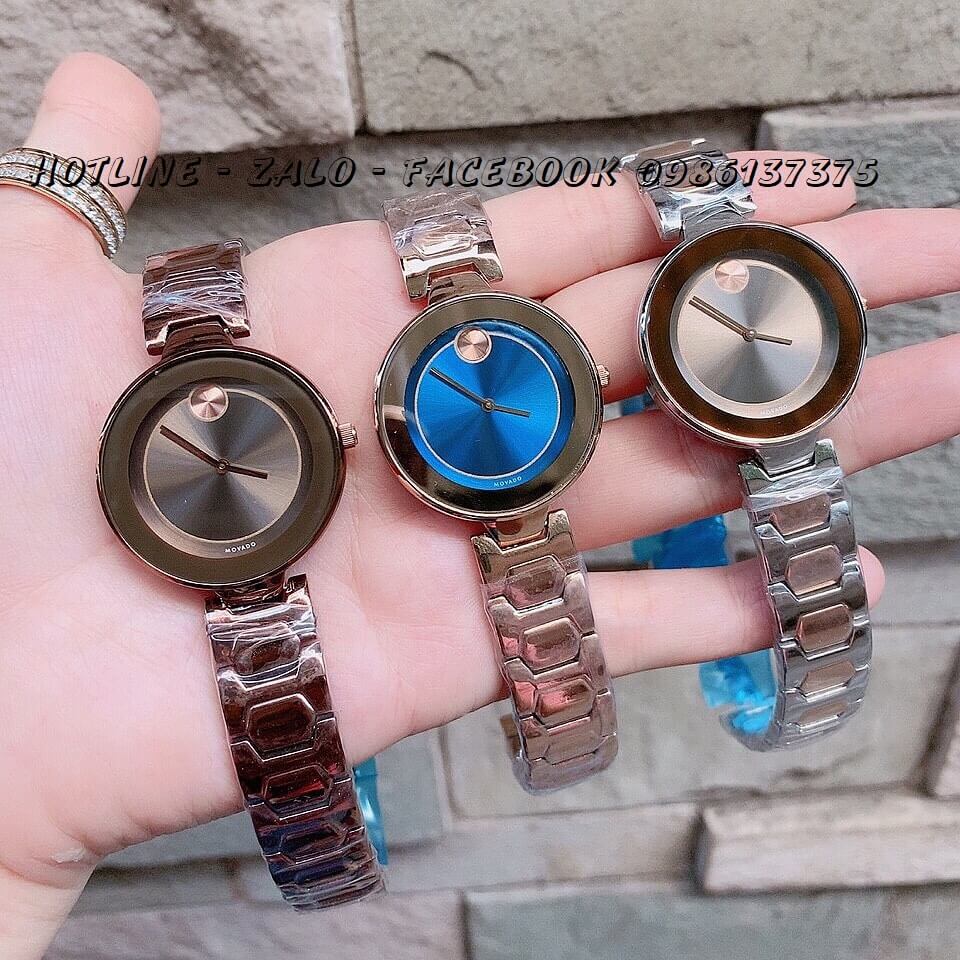 Đồng Hồ Movado Bold Nữ Dây Đồng Mặt Nâu 33mm