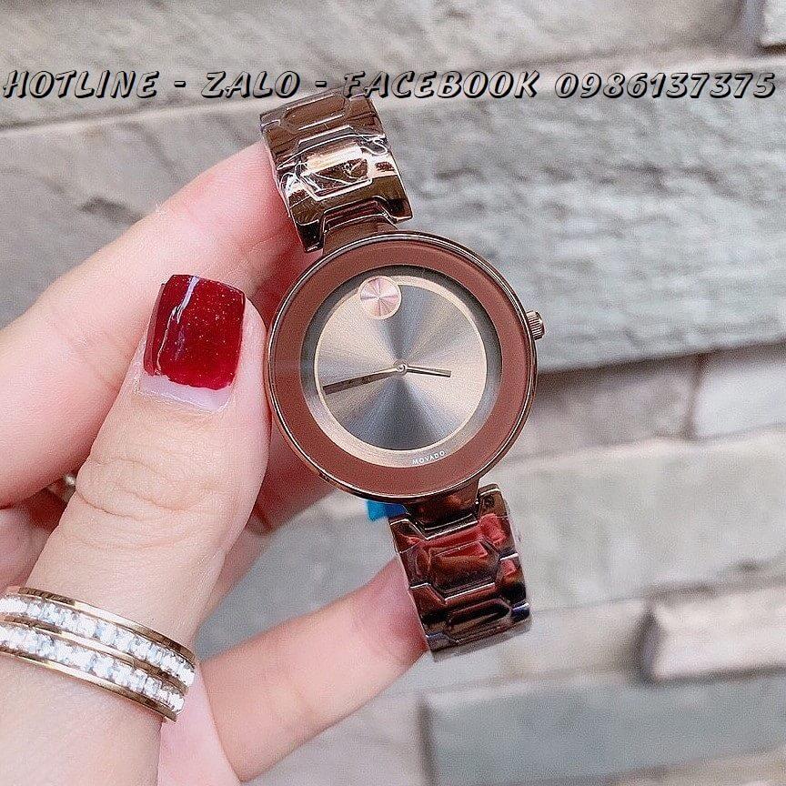 Đồng Hồ Movado Bold Nữ Dây Nâu Mặt Nâu 33mm