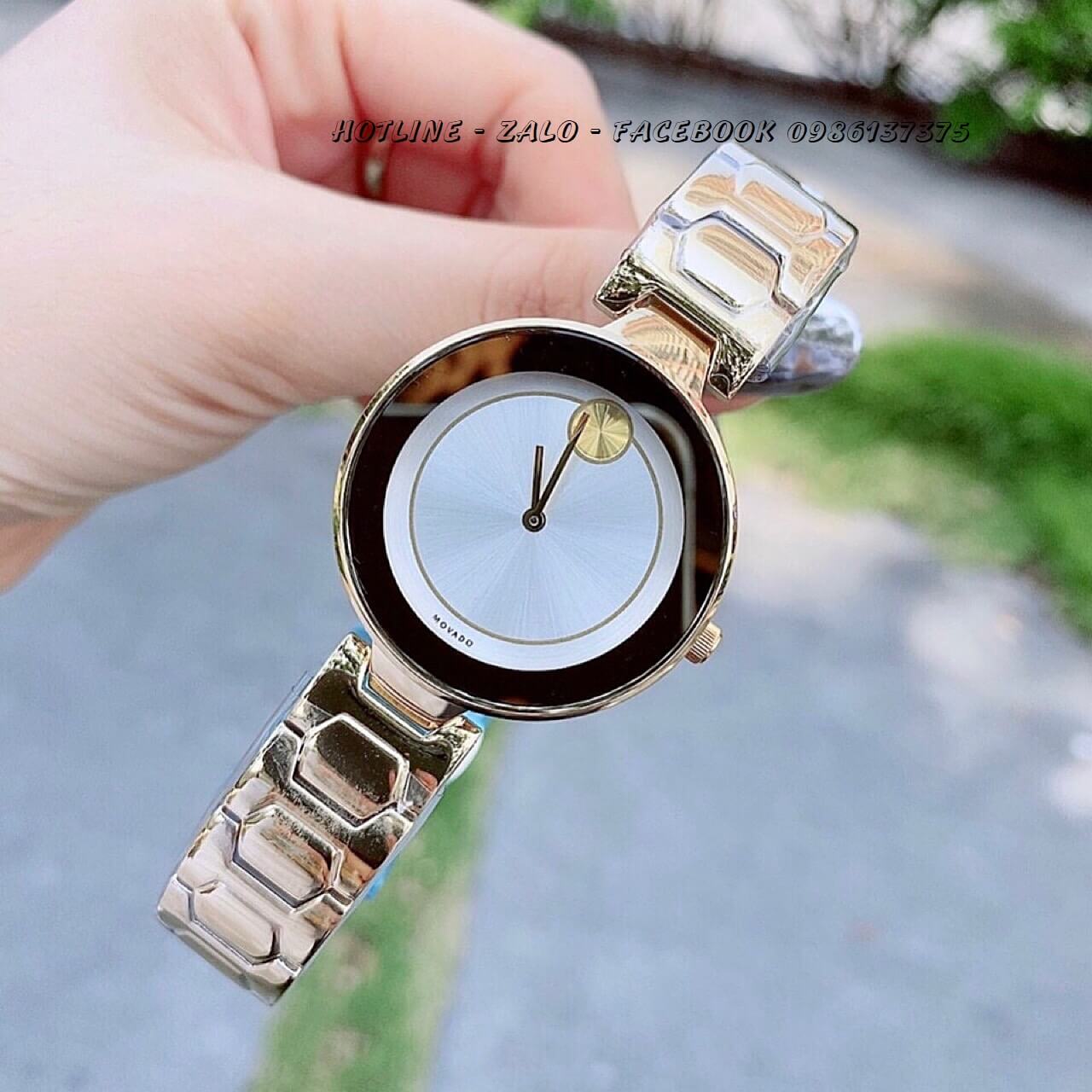 Đồng Hồ Movado Bold Nữ Dây Vàng Mặt Trắng 33mm