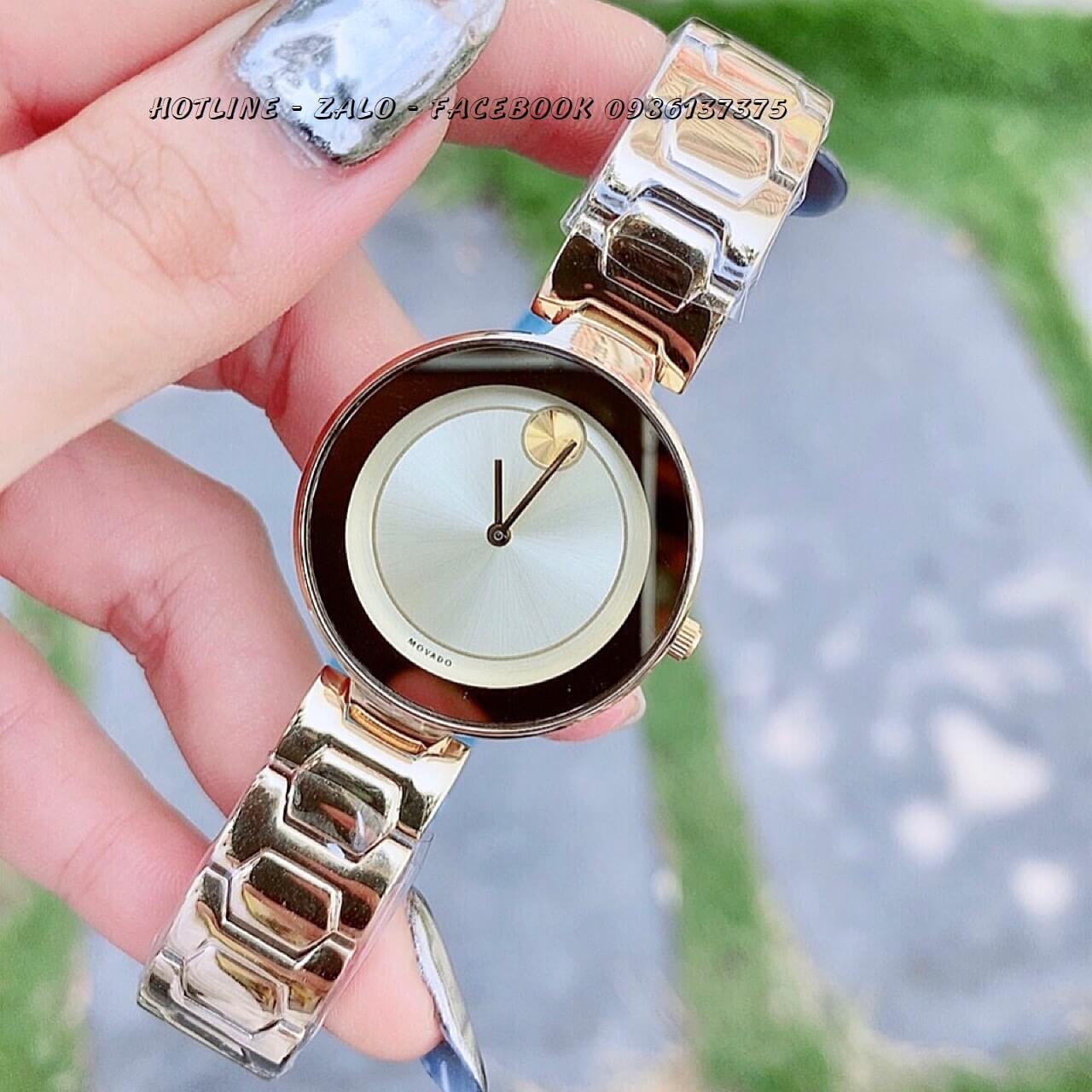 Đồng Hồ Movado Bold Nữ Dây Vàng Mặt Vàng 33mm