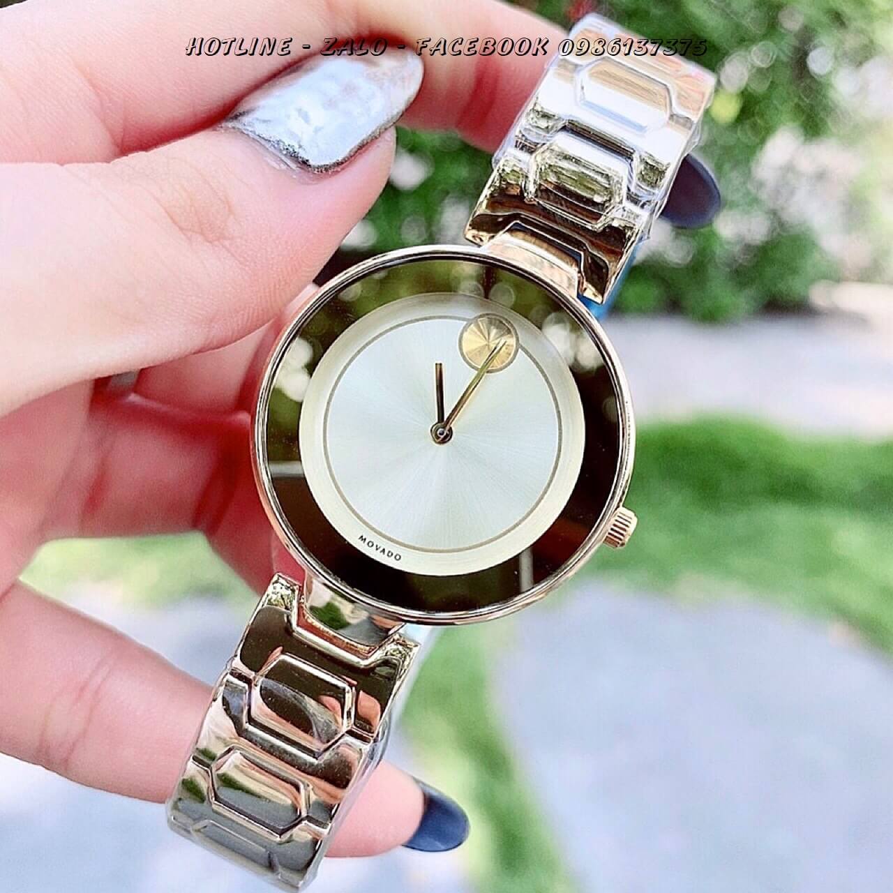 Đồng Hồ Movado Bold Nữ Dây Vàng Mặt Vàng 33mm