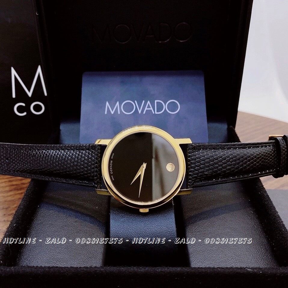 Đồng Hồ Movado 0606088 Cặp Dây Da Đen Vỏ Vàng 38mm - 28mm