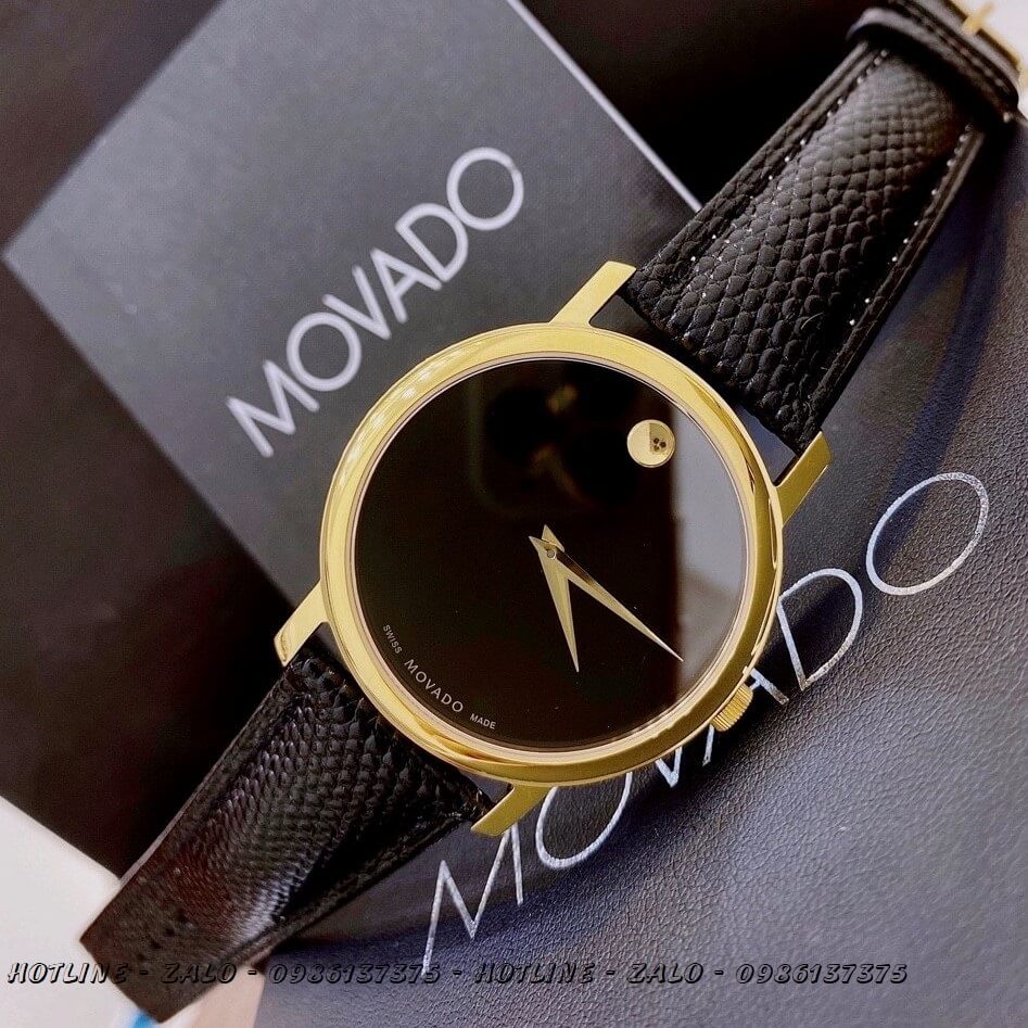 Đồng Hồ Movado 0606088 Cặp Dây Da Đen Vỏ Vàng 38mm - 28mm