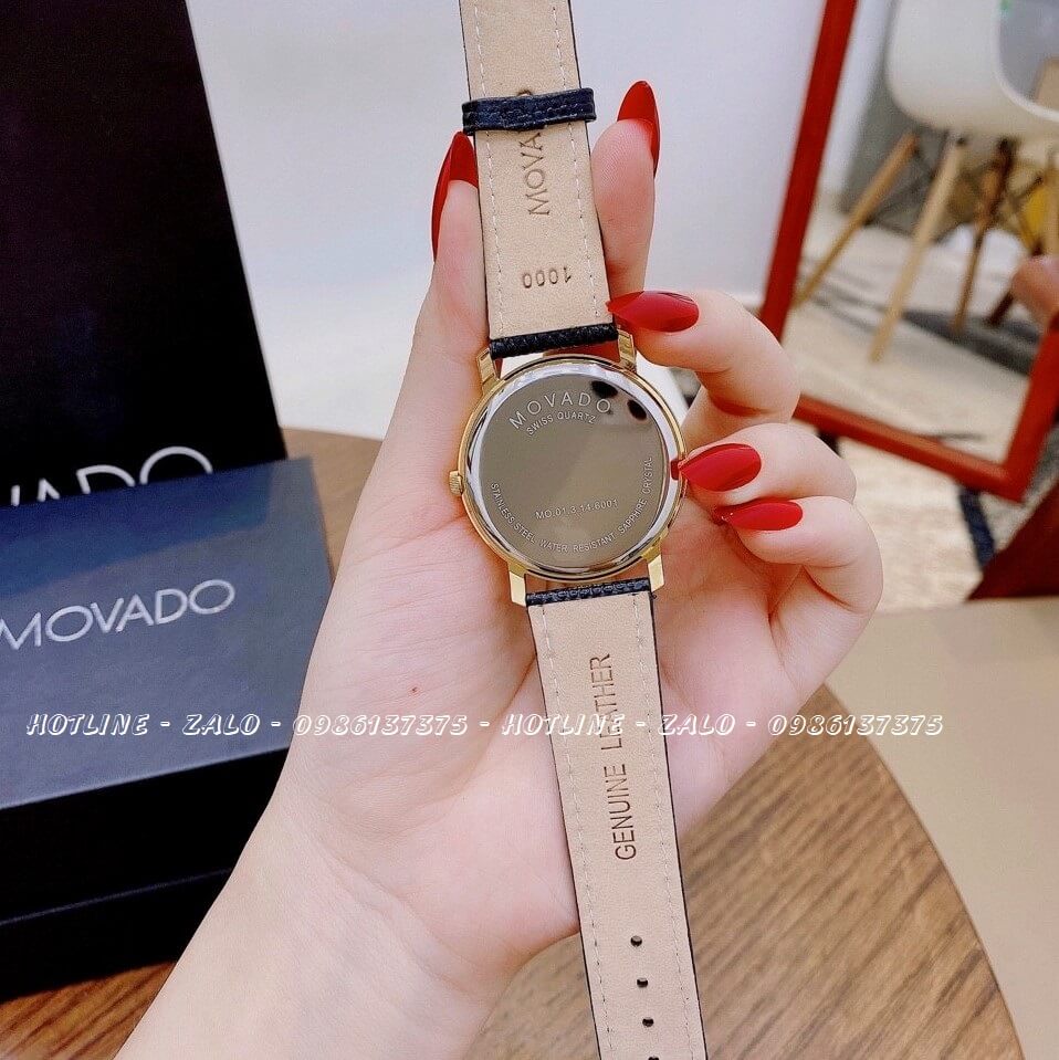 Đồng Hồ Movado 0606088 Cặp Dây Da Đen Vỏ Vàng 38mm - 28mm