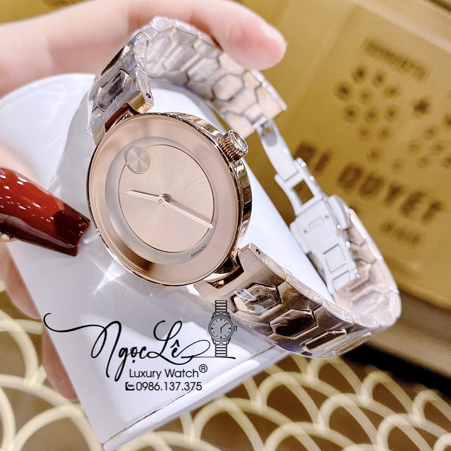 Đồng Hồ Nữ Movado Bold Dây Kim Loại Rose Gold Cao Cấp Size 32mm
