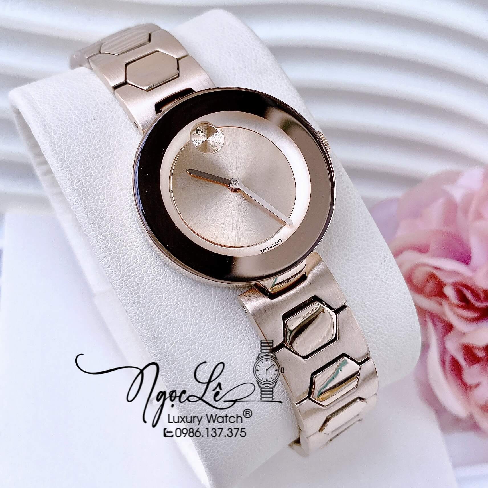 Đồng Hồ Nữ Movado Bold Dây Kim Loại Rose Gold Cao Cấp Size 32mm