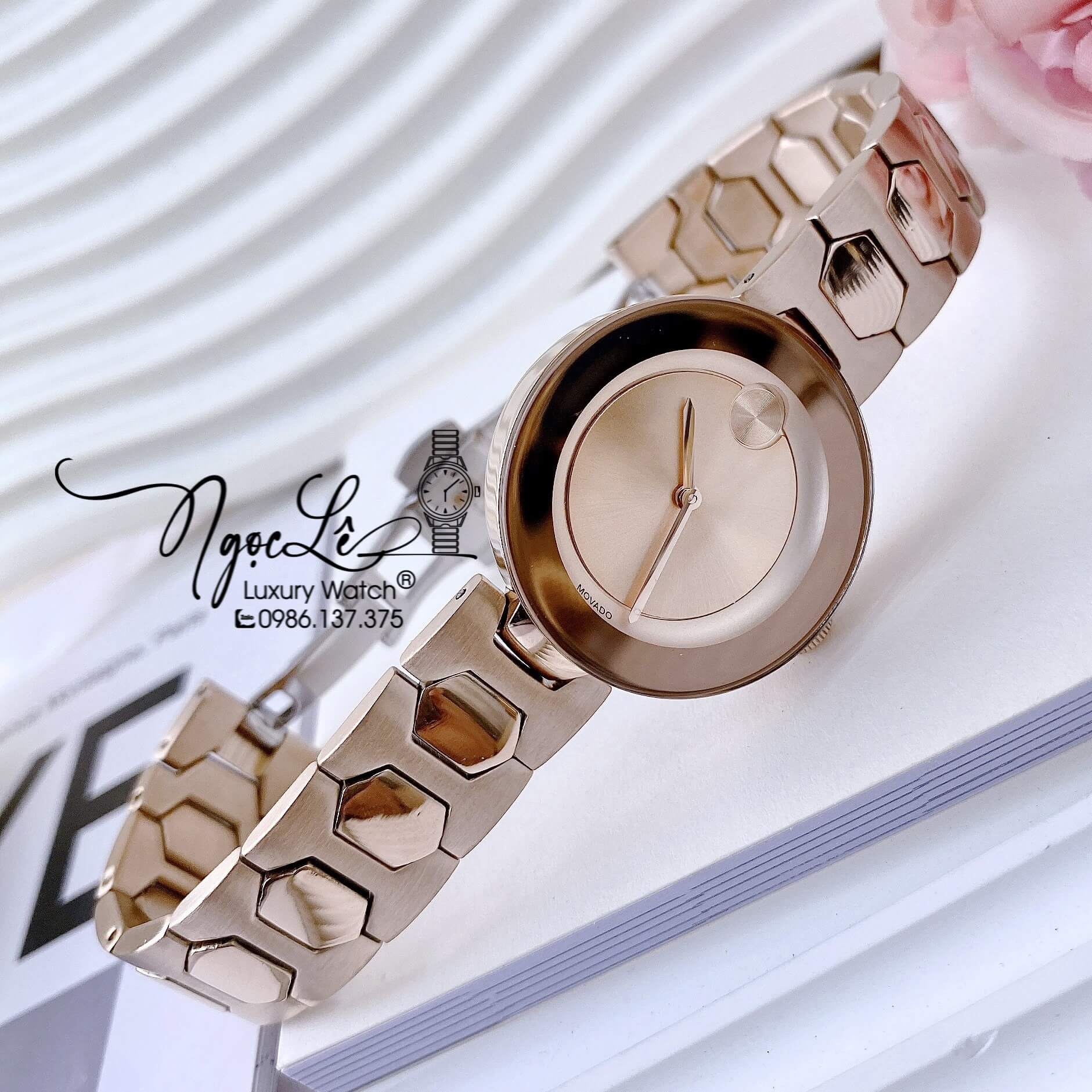 Đồng Hồ Nữ Movado Bold Dây Kim Loại Rose Gold Cao Cấp Size 32mm