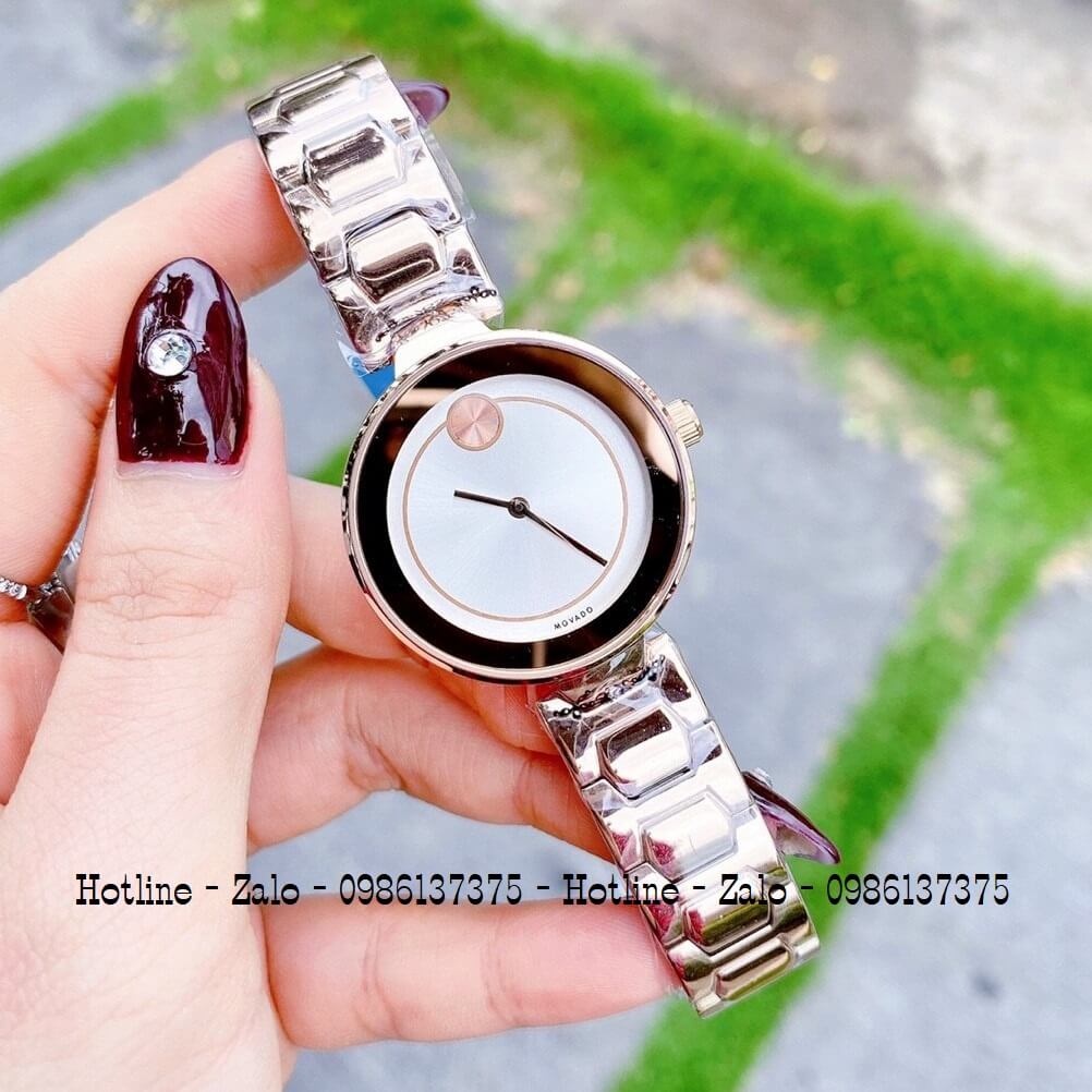 Đồng Hồ Nữ Movado Bold Rose Gold Mặt Trắng 30mm