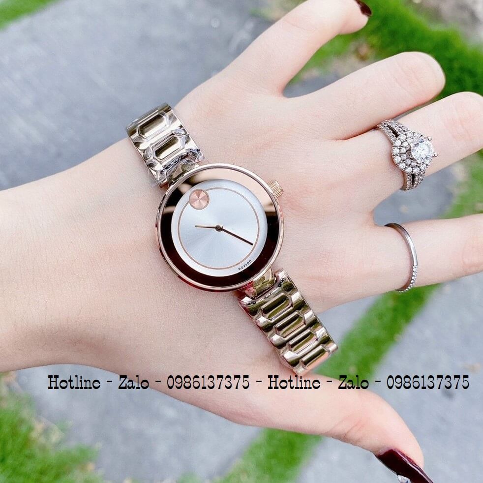 Đồng Hồ Nữ Movado Bold Rose Gold Mặt Trắng 30mm