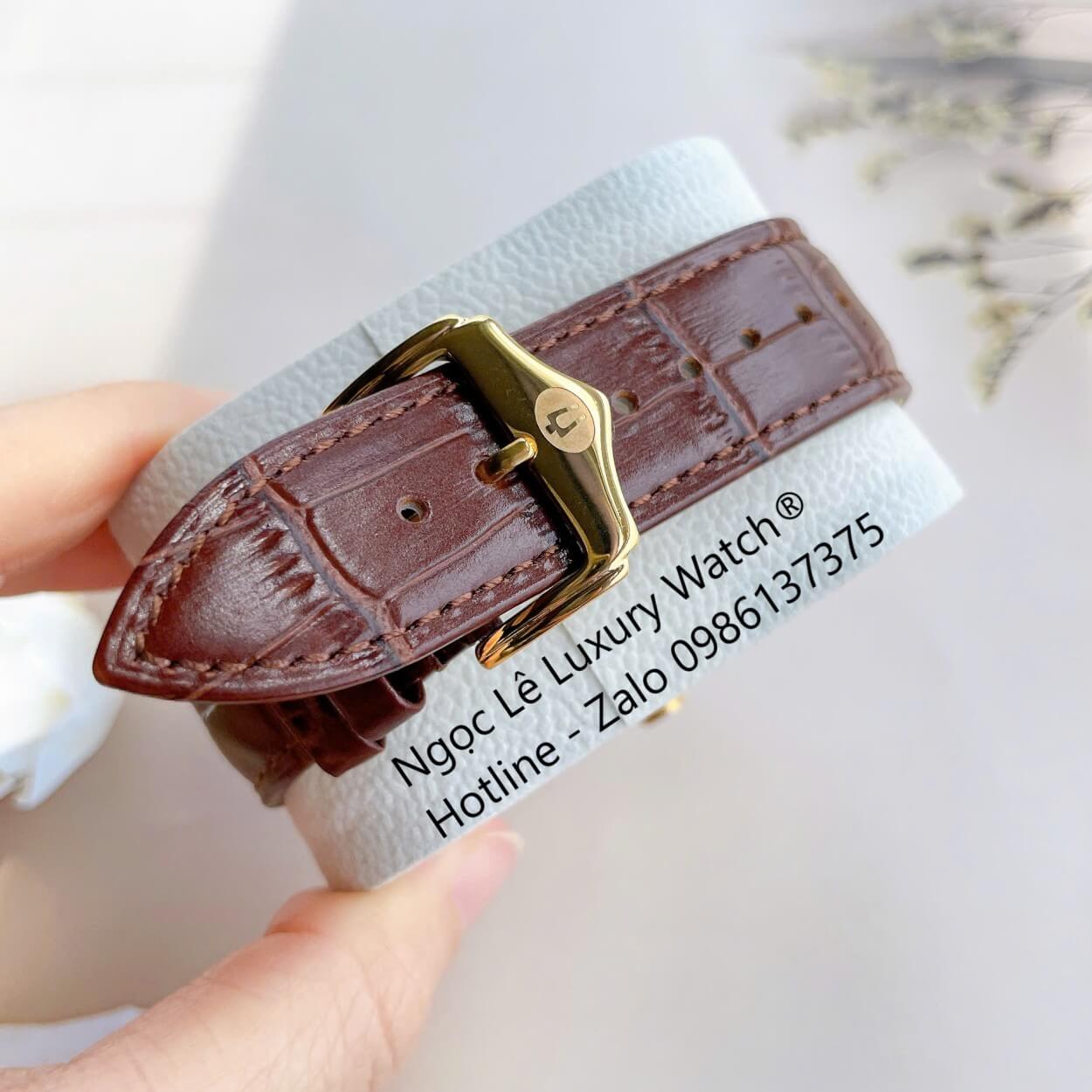Đồng Hồ Nam Bulova 96A118 Tự Động Dây Da Nâu Mặt Trắng Vỏ Vàng Gold Size 42mm