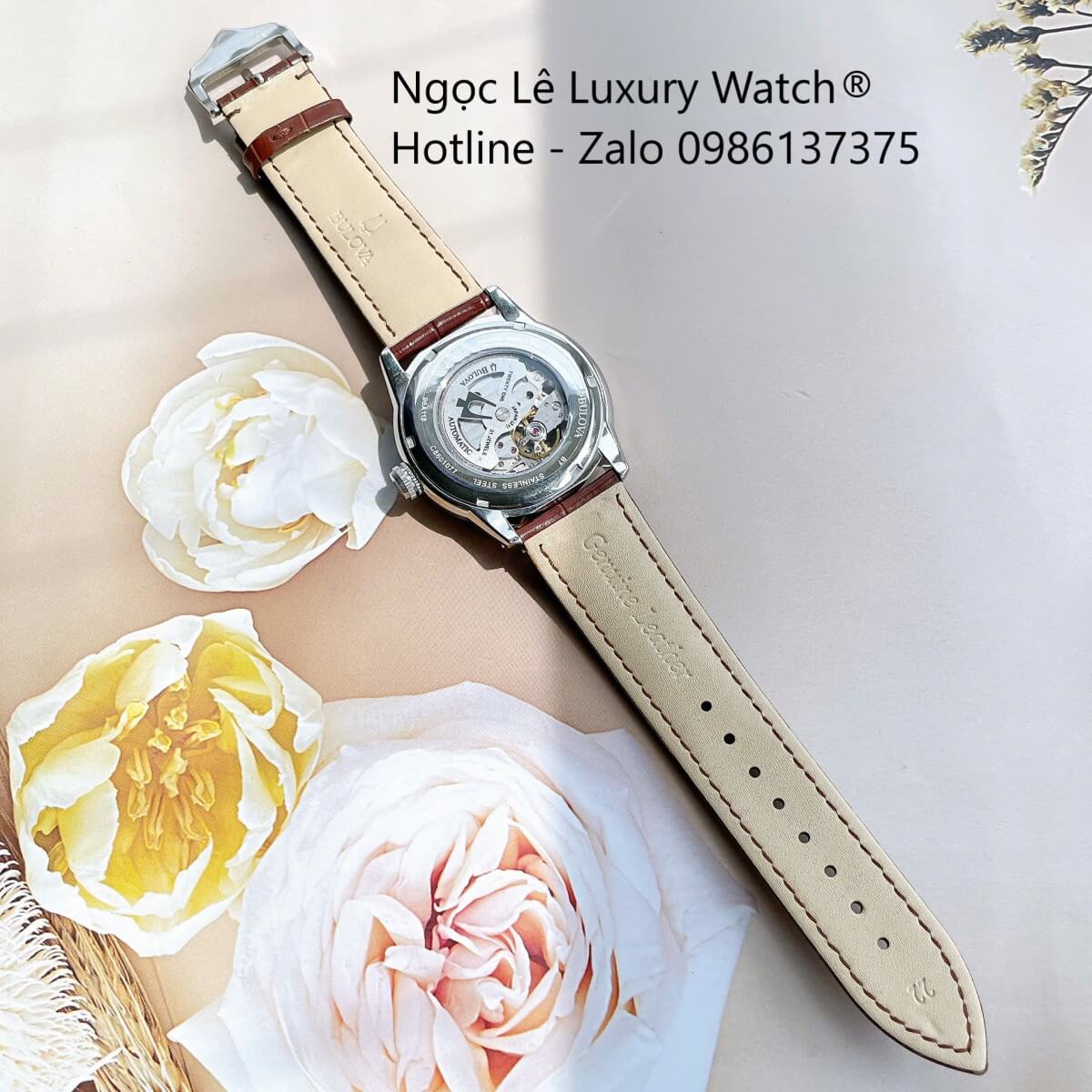 Đồng Hồ Nam Bulova 96A118 Tự Động Dây Da Nâu Mặt Nâu Vỏ Silver Size 42mm