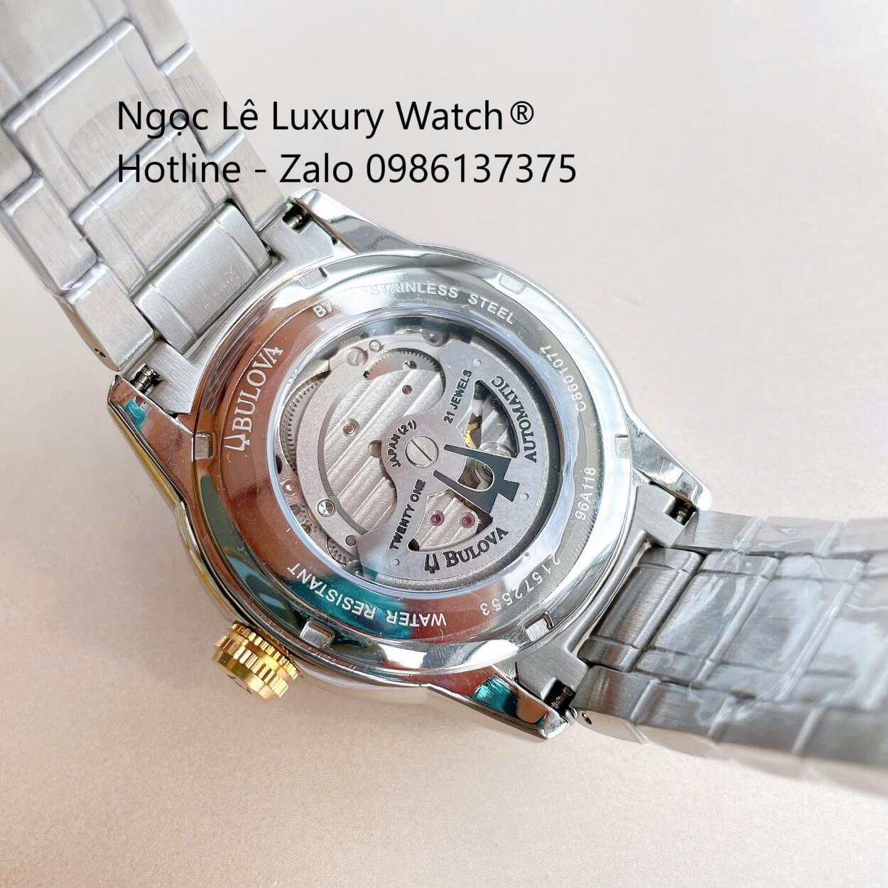 Đồng Hồ Nam Bulova 96A118 Tự Động Dây Kim Loại Demi Vàng Mặt Xanh Dương Size 42mm (Demi Gold)