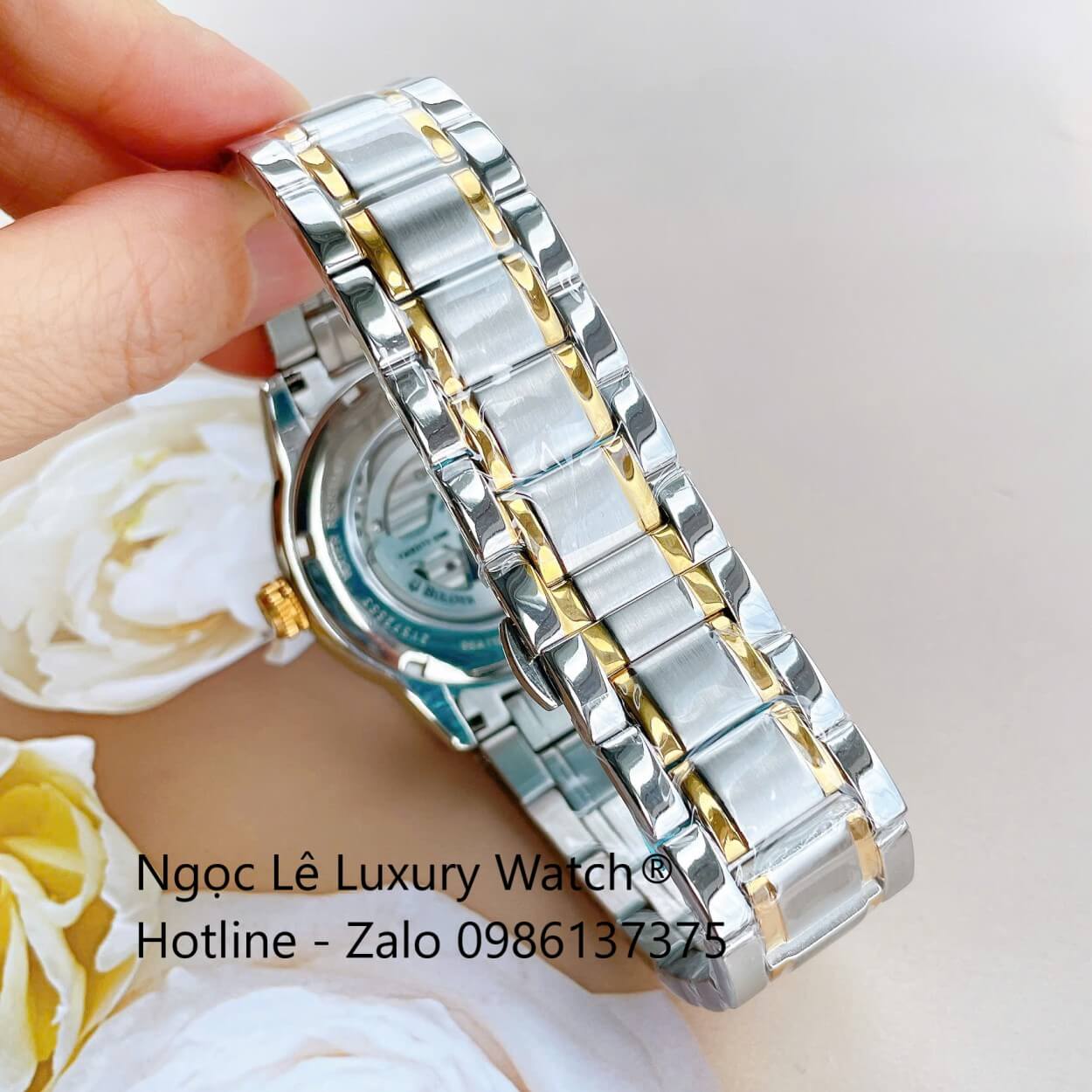 Đồng Hồ Nam Bulova 96A118 Tự Động Dây Kim Loại Demi Vàng Mặt Xanh Dương Size 42mm (Demi Gold)