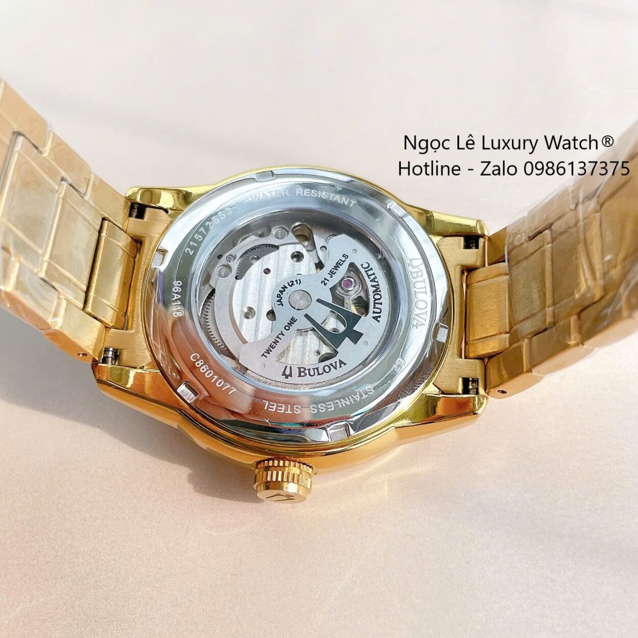 Đồng Hồ Nam Bulova 96A118 Tự Động Dây Kim Loại Vàng Mặt Nâu Size 42mm (Gold)