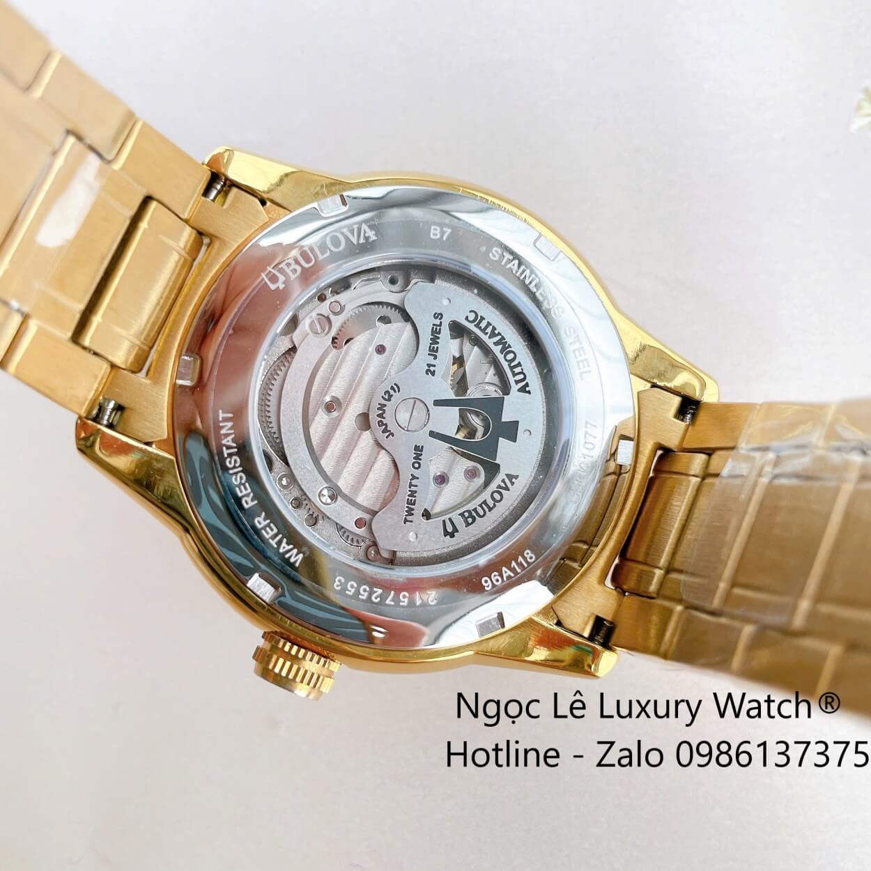 Đồng Hồ Nam Bulova 96A118 Tự Động Dây Kim Loại Vàng Mặt Đen Size 42mm (Gold)