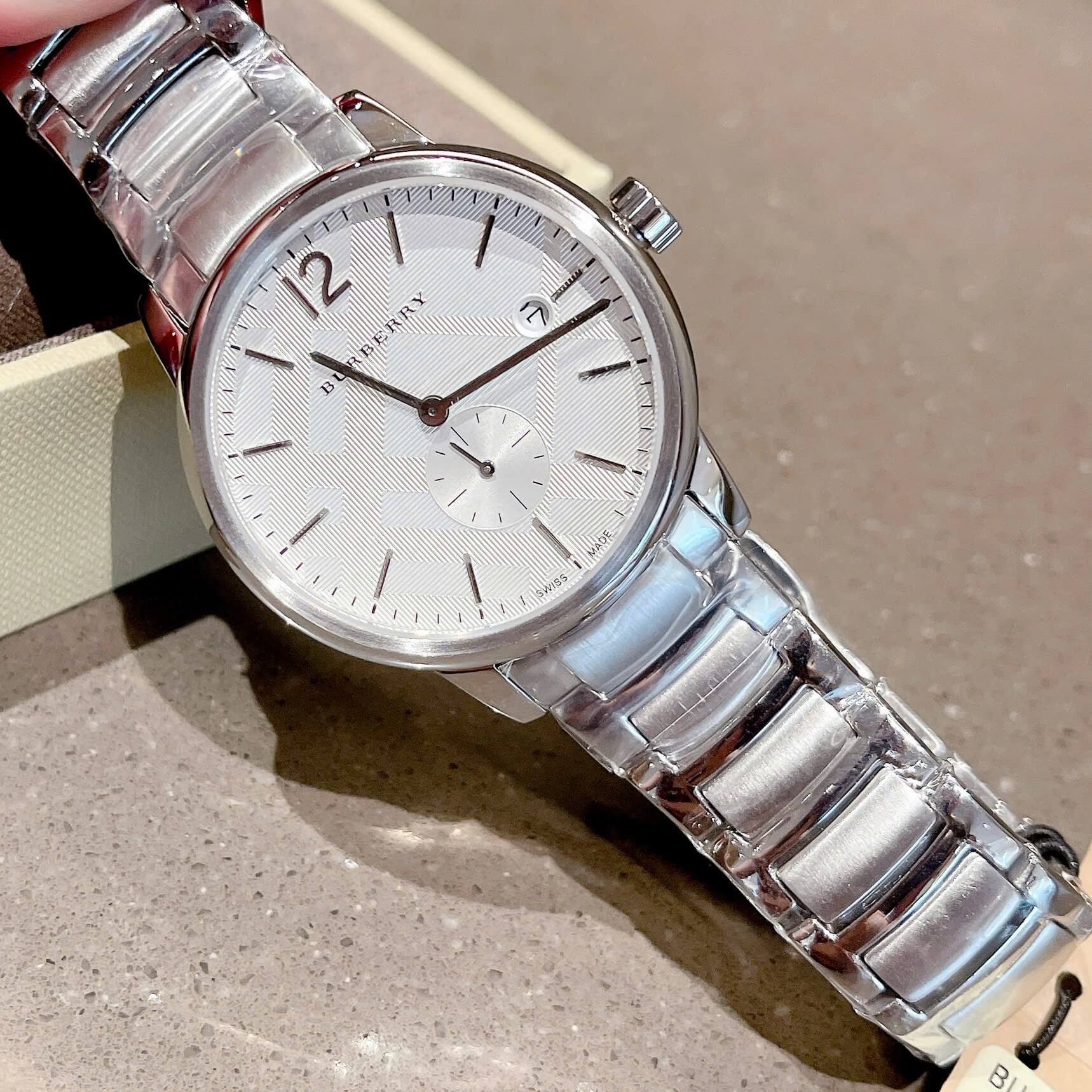 Đồng Hồ Nam Burberry BU10004 Máy Thụy Sĩ Quartz Size 40mm Dây Thép Silver Mặt Trắng