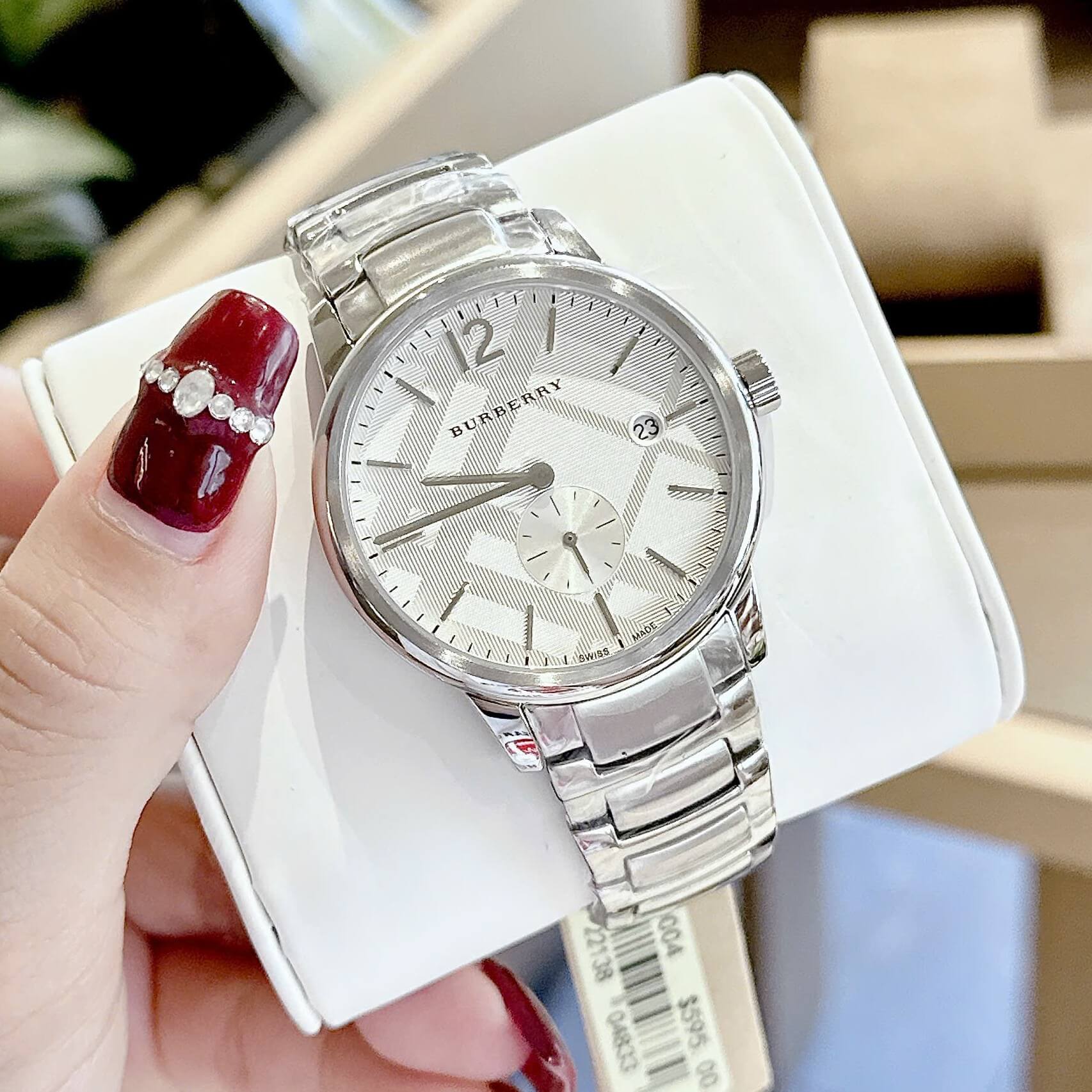 Đồng Hồ Nam Burberry BU10004 Máy Thụy Sĩ Quartz Size 40mm Dây Thép Silver Mặt Trắng