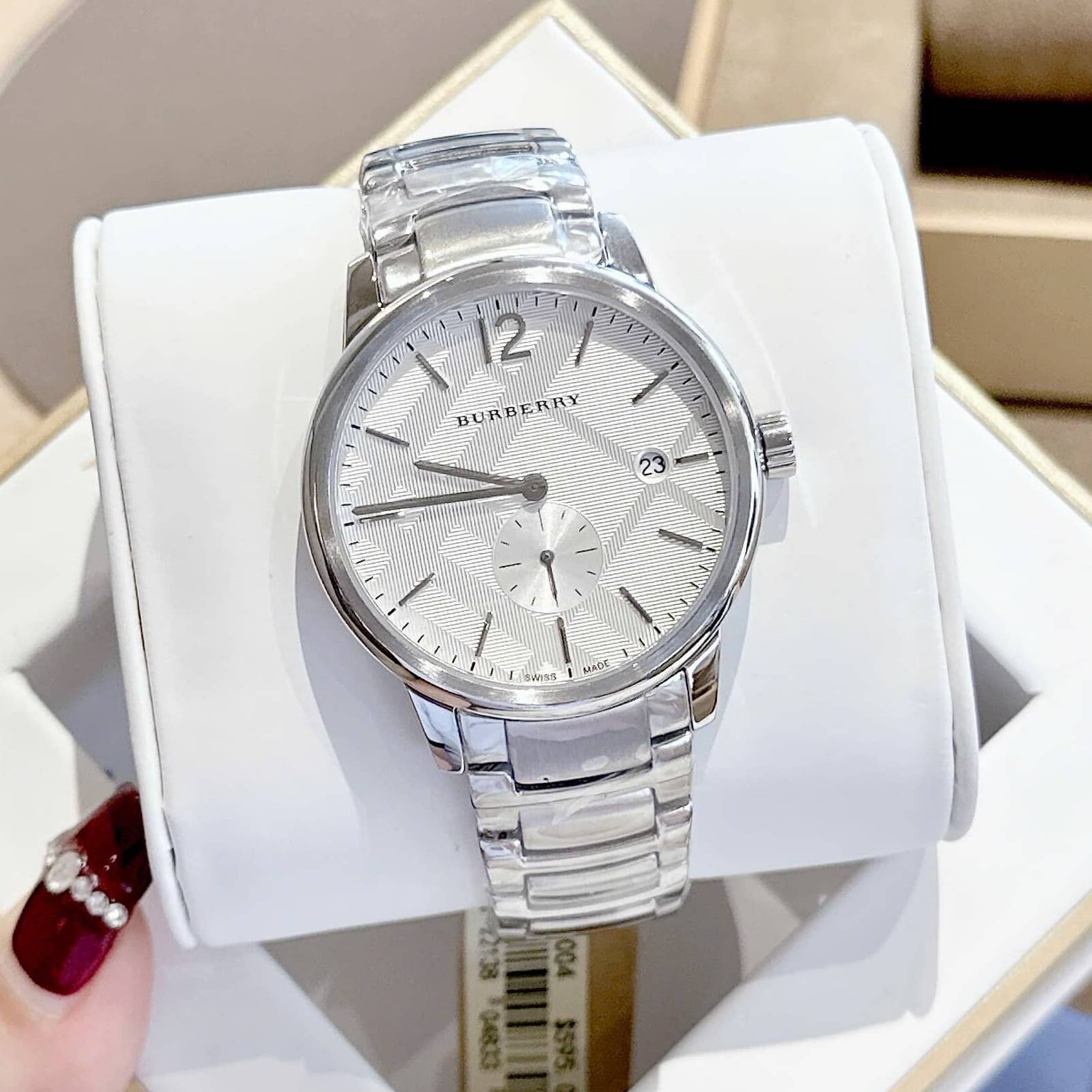Đồng Hồ Nam Burberry BU10004 Máy Thụy Sĩ Quartz Size 40mm Dây Thép Silver Mặt Trắng