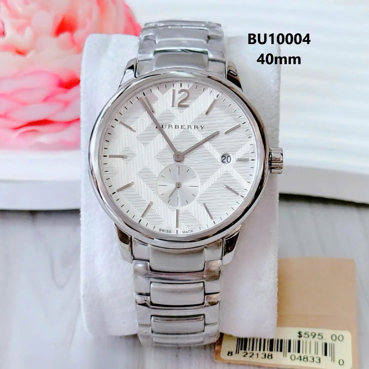 Đồng Hồ Nam Burberry BU10004 Máy Thụy Sĩ Size 40mm - Màu Bạc Mặt Trắng