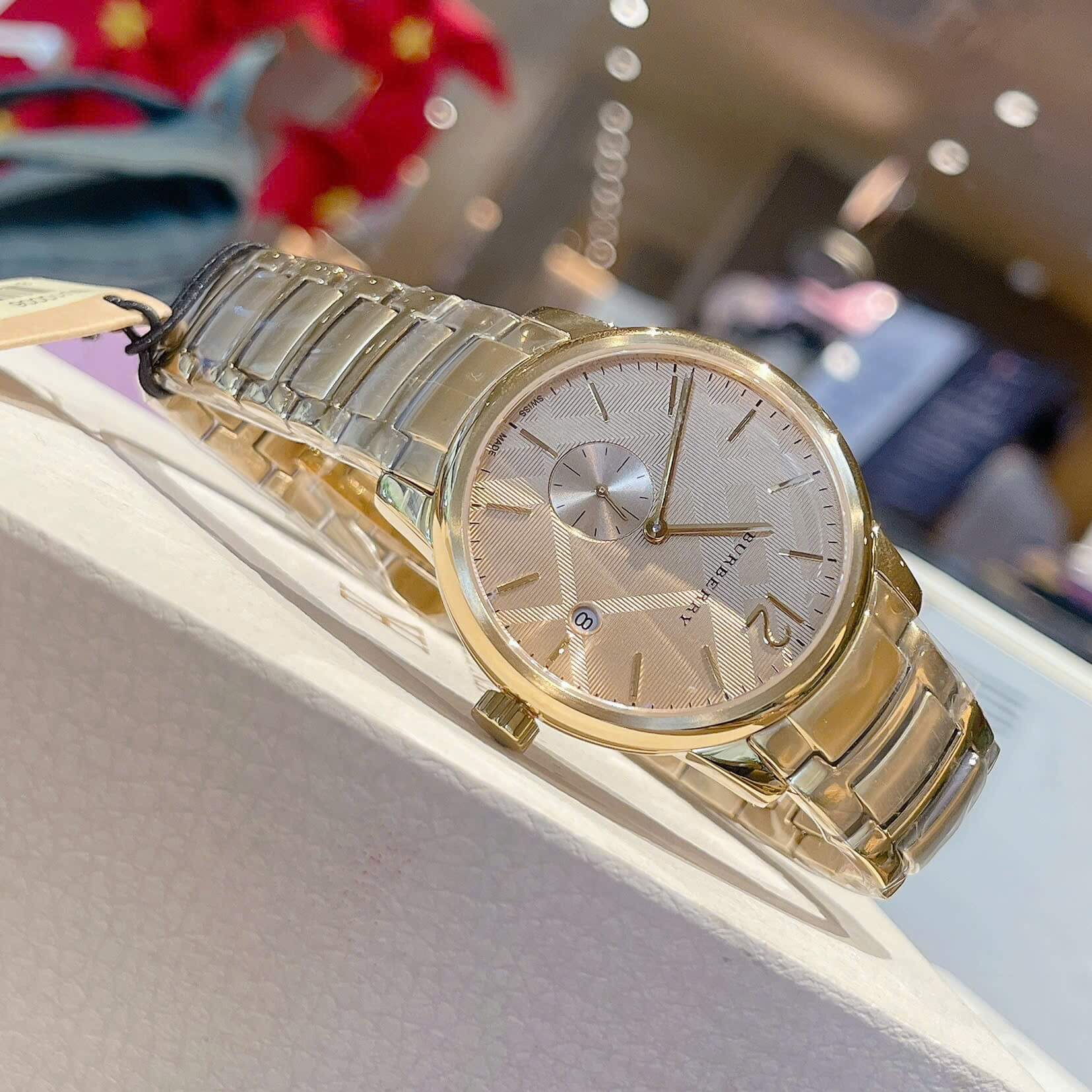 Đồng Hồ Nam Burberry BU10006 Máy Thụy Sĩ Quartz Size 40mm Dây Thép Màu Vàng Gold