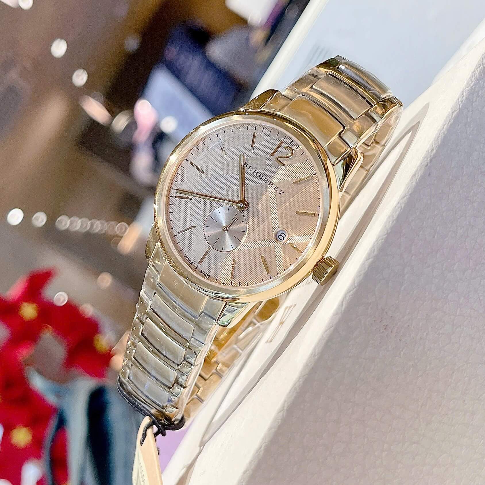 Đồng Hồ Nam Burberry BU10006 Máy Thụy Sĩ Quartz Size 40mm Dây Thép Màu Vàng Gold