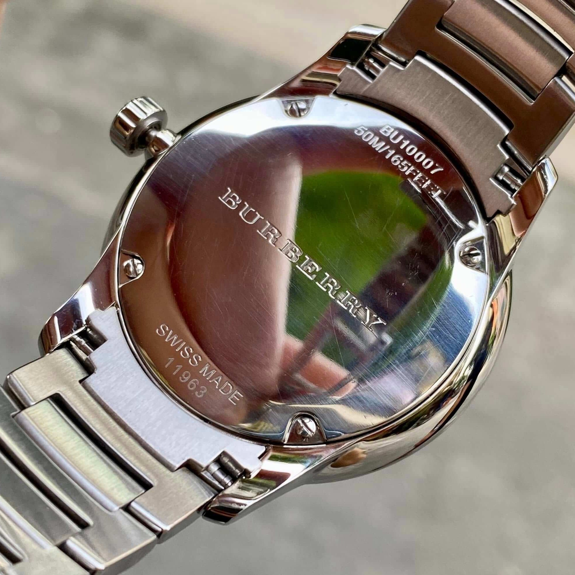 Đồng Hồ Nam Burberry BU10007 Máy Thụy Sĩ Quartz Size 40mm Dây Thép Silver Mặt Xanh Navy