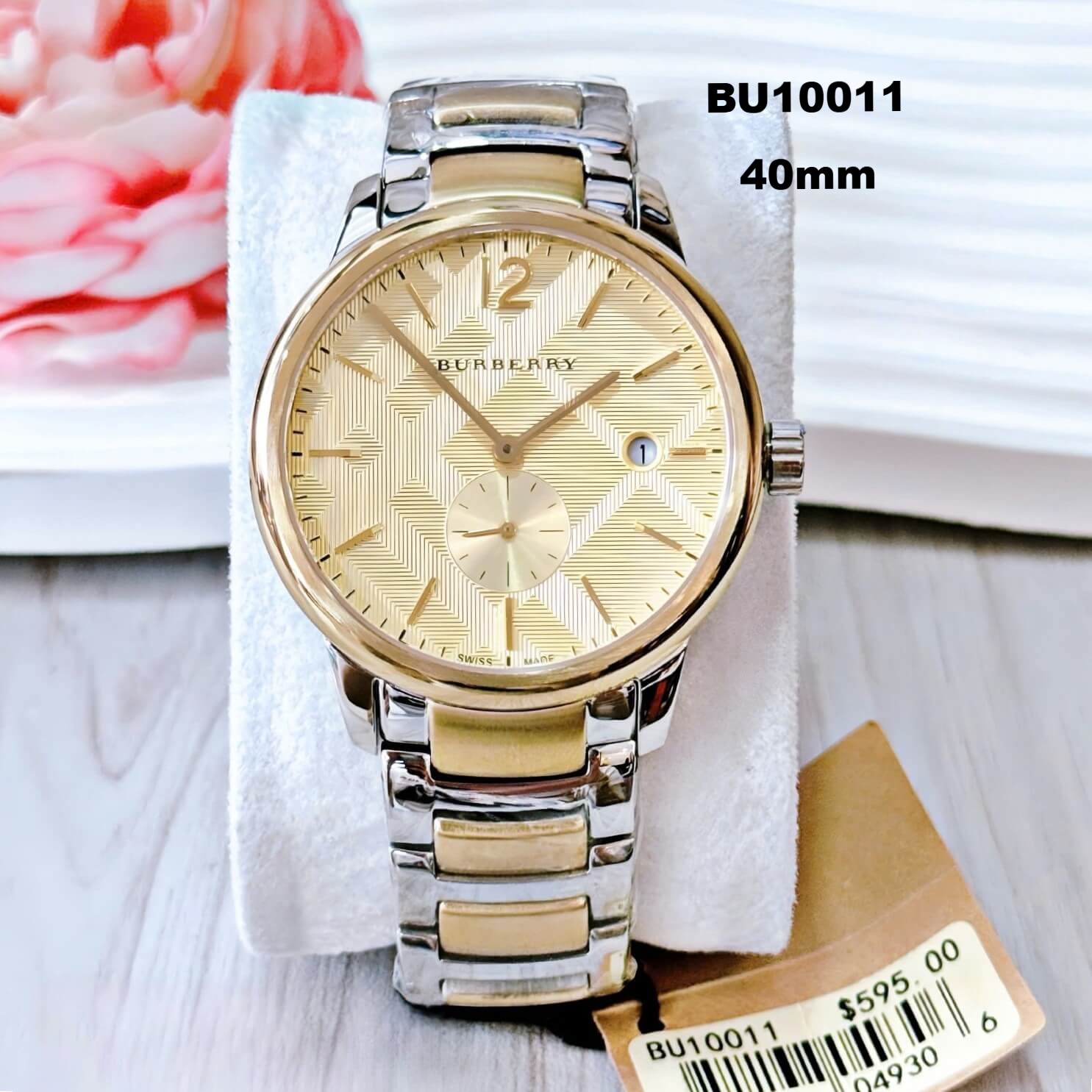 Đồng Hồ Nam Burberry BU10011 Máy Thụy Sĩ Size 40mm Màu Demi Vàng Mặt Vàng