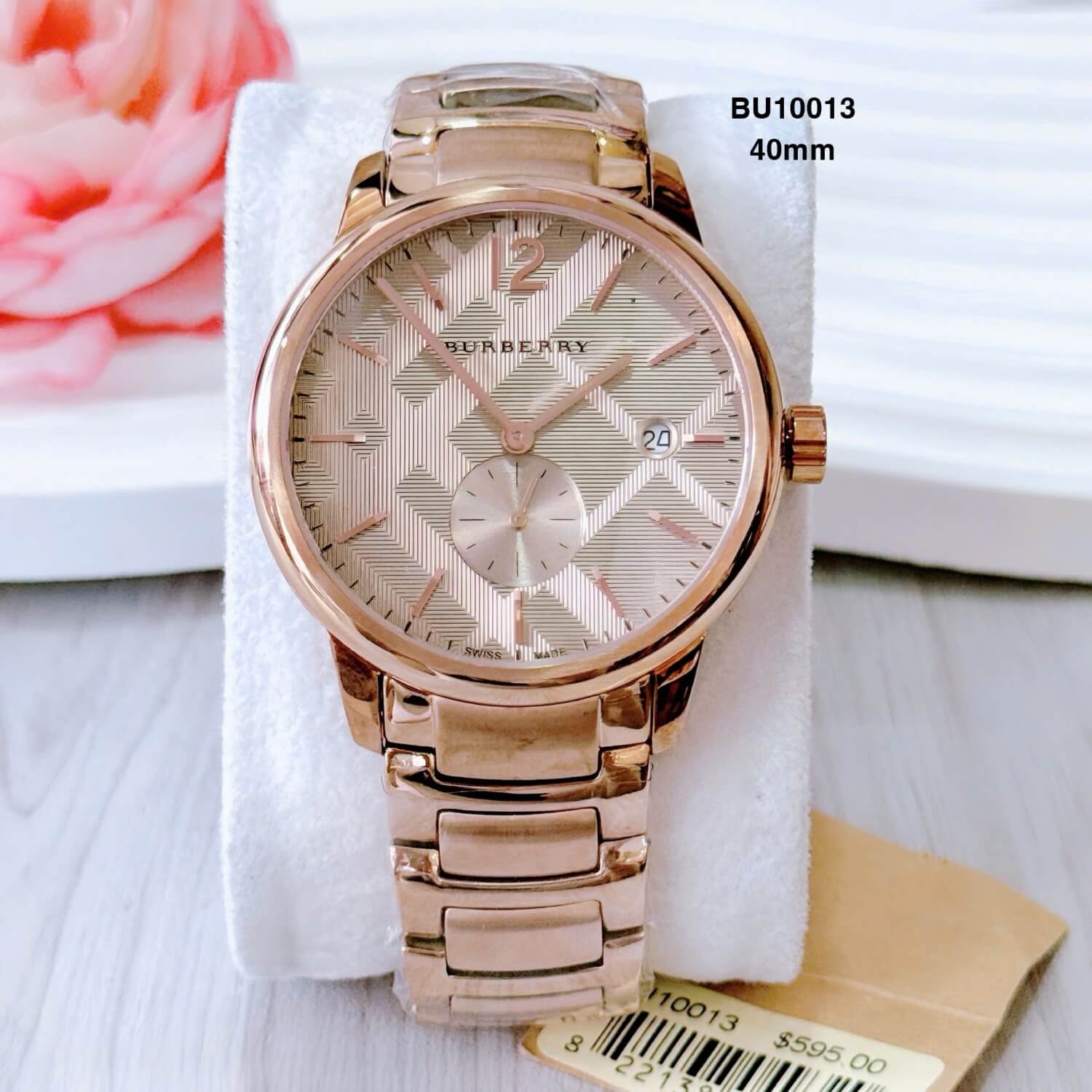 Đồng Hồ Nam Burberry BU10013 Máy Thụy Sĩ Size 40mm - Màu Vàng Hồng (Rose Gold)