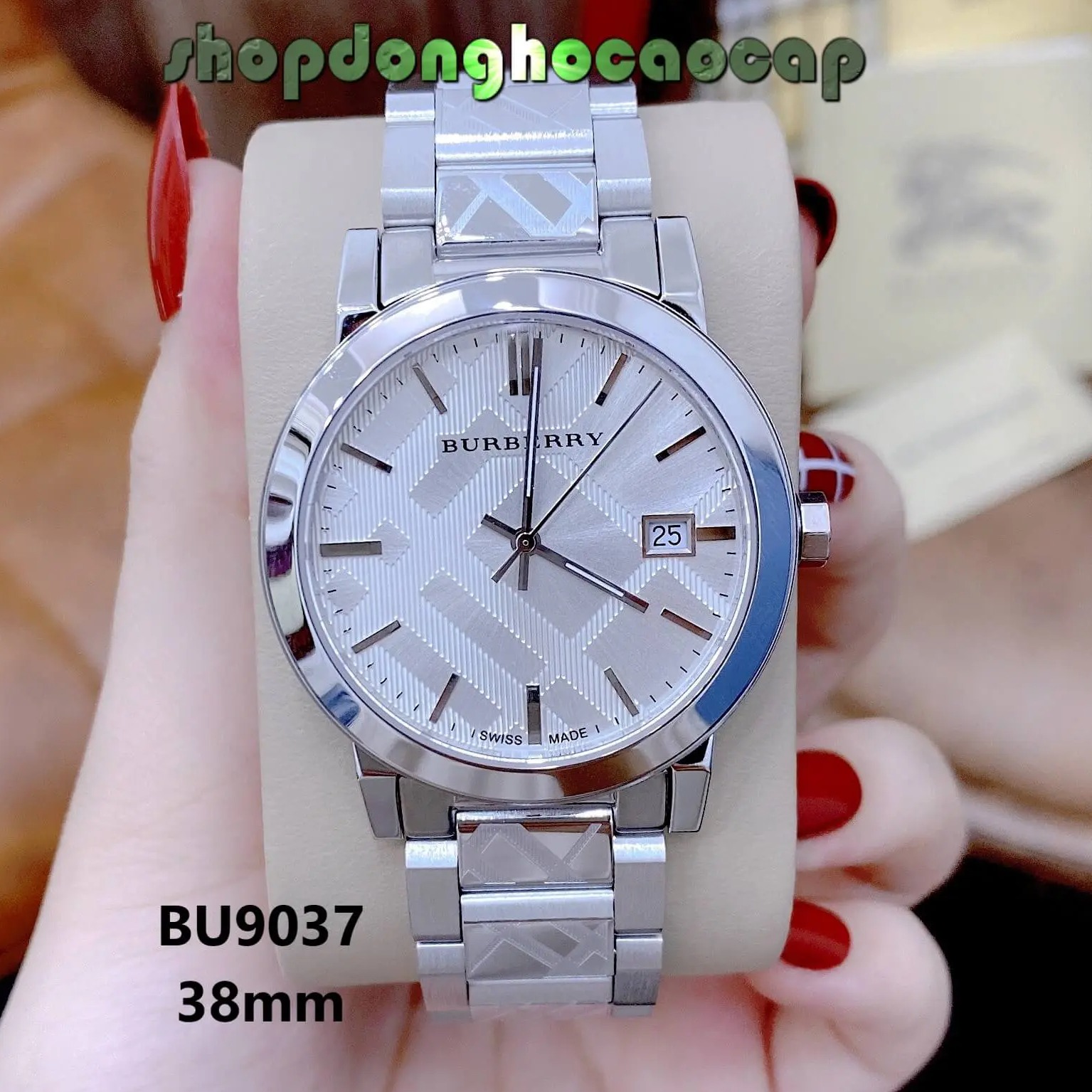 Đồng Hồ Nam Burberry BU9037 Dây Kim Loại Silver Máy Thụy Sĩ - Size 38mm
