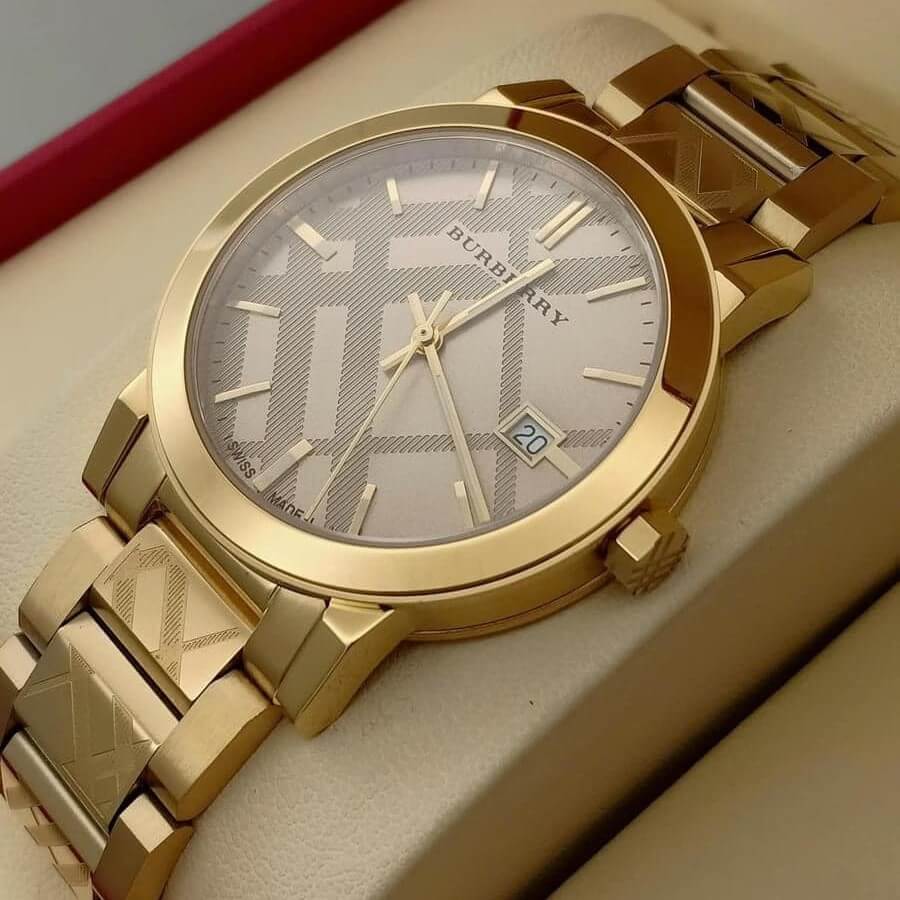 Đồng Hồ Nam Burberry BU9038 Dây Kim Loại Màu Vàng Gold Máy Thụy Sĩ - Size 38mm