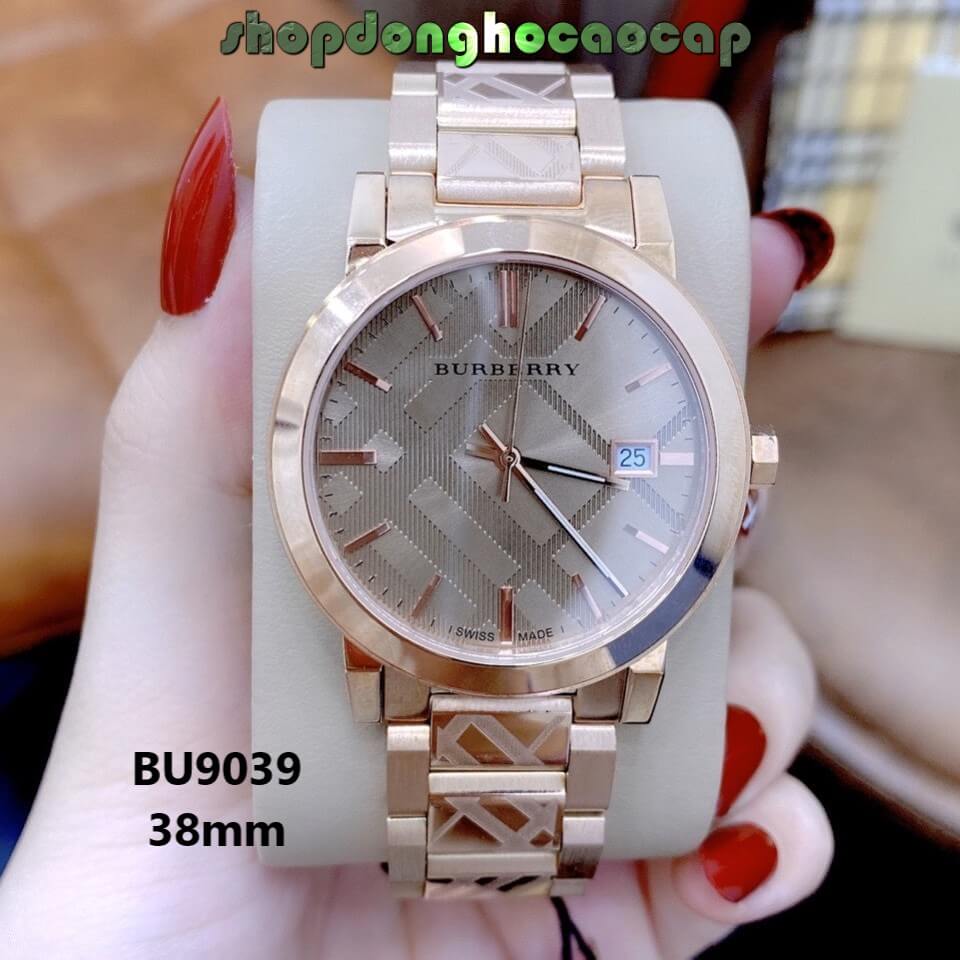 Đồng Hồ Nam Burberry BU9039 Dây Kim Loại Màu Vàng Hồng Máy Thụy Sĩ - Size 38mm (Rose Gold)