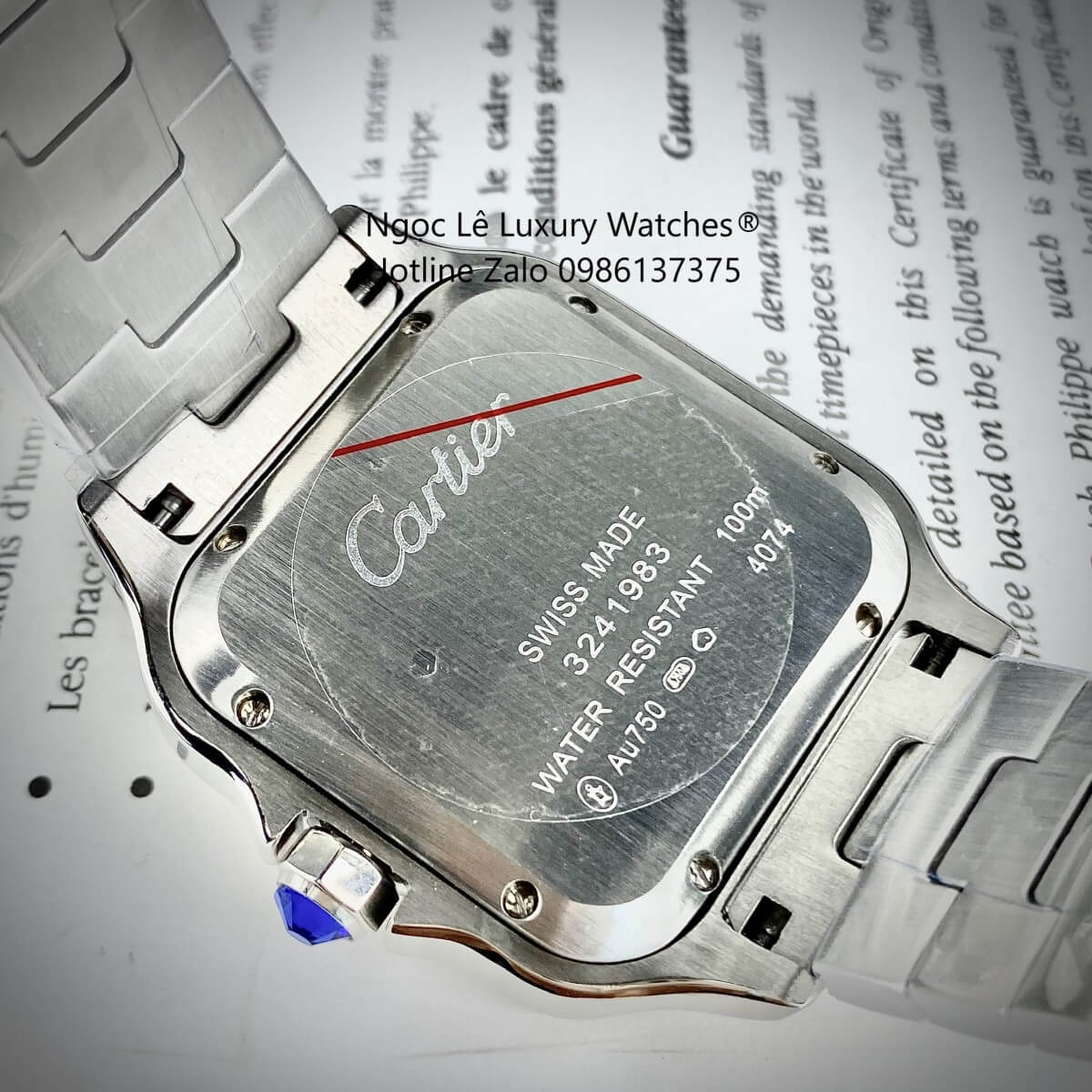 Đồng Hồ Nam Cartier Santos Automatic Dây Kim Loại Demi Rose Mặt Trắng Size 38x38mm