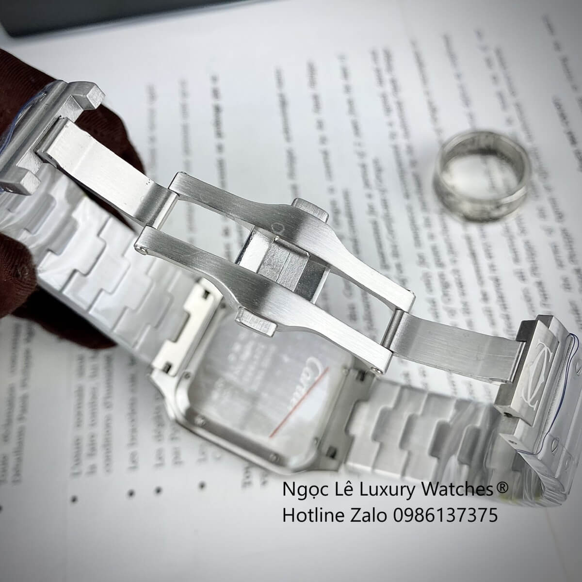 Đồng Hồ Nam Cartier Santos Automatic Dây Kim Loại Silver Mặt Trắng Size 38x38mm