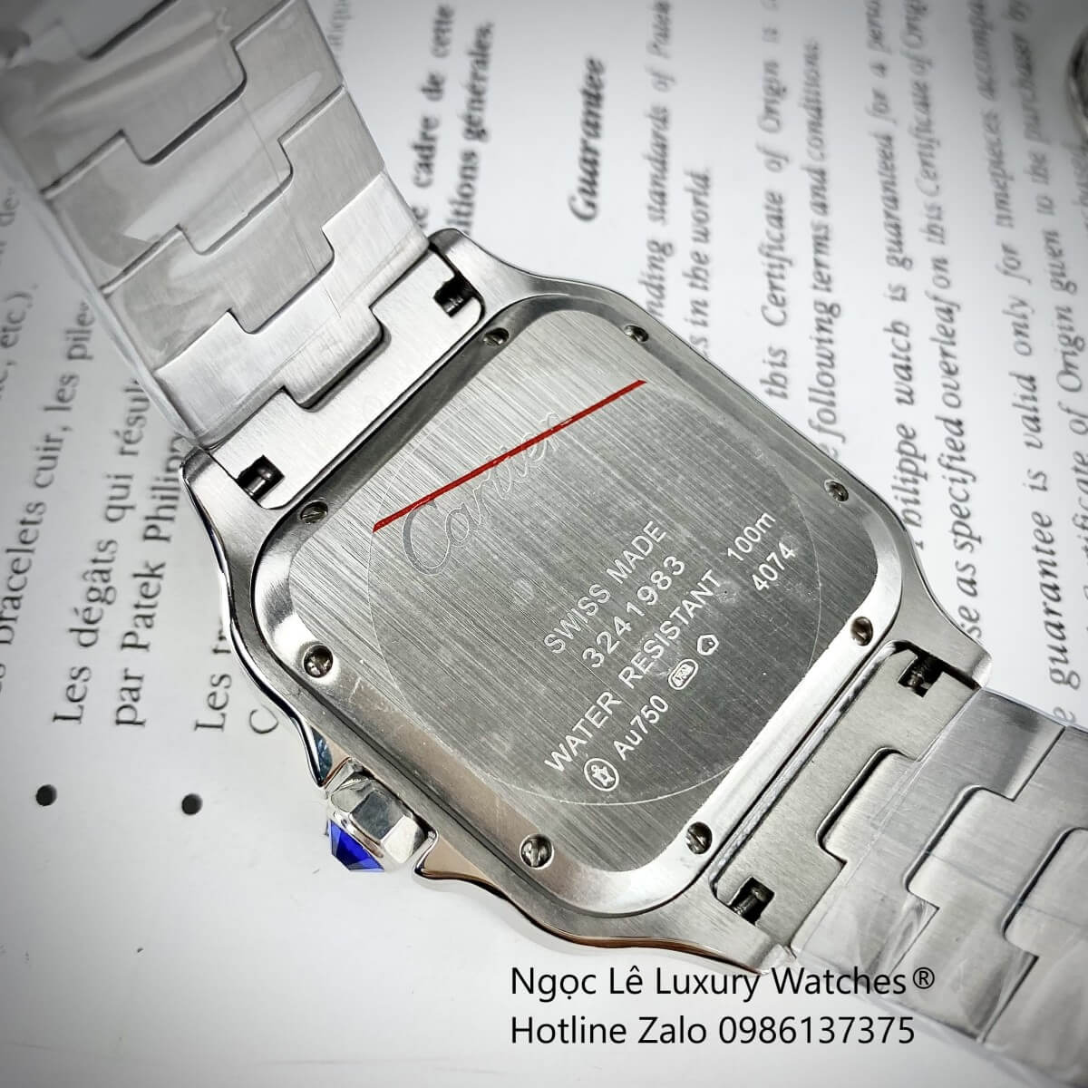 Đồng Hồ Nam Cartier Santos Automatic Dây Kim Loại Silver Mặt Trắng Size 38x38mm