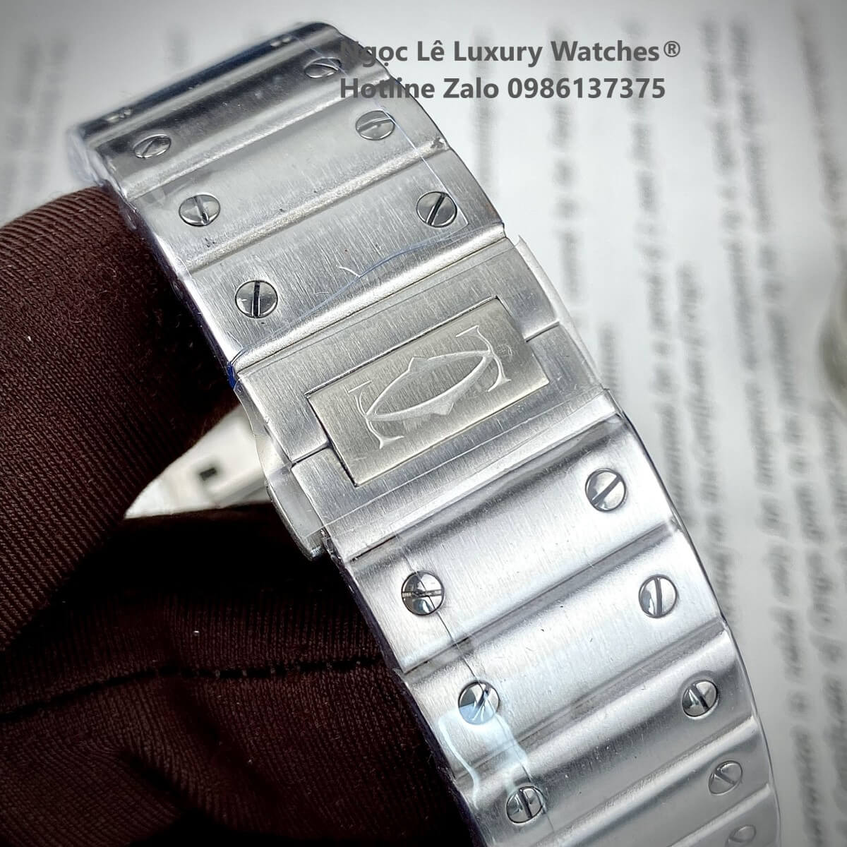 Đồng Hồ Nam Cartier Santos Automatic Dây Kim Loại Silver Mặt Xanh Ombre Size 38x38mm