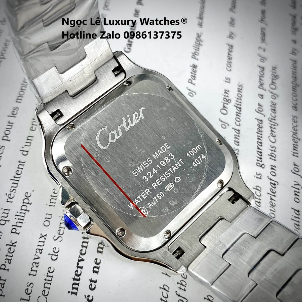 Đồng Hồ Nam Cartier Santos Automatic Dây Kim Loại Silver Mặt Xanh Ombre Size 38x38mm