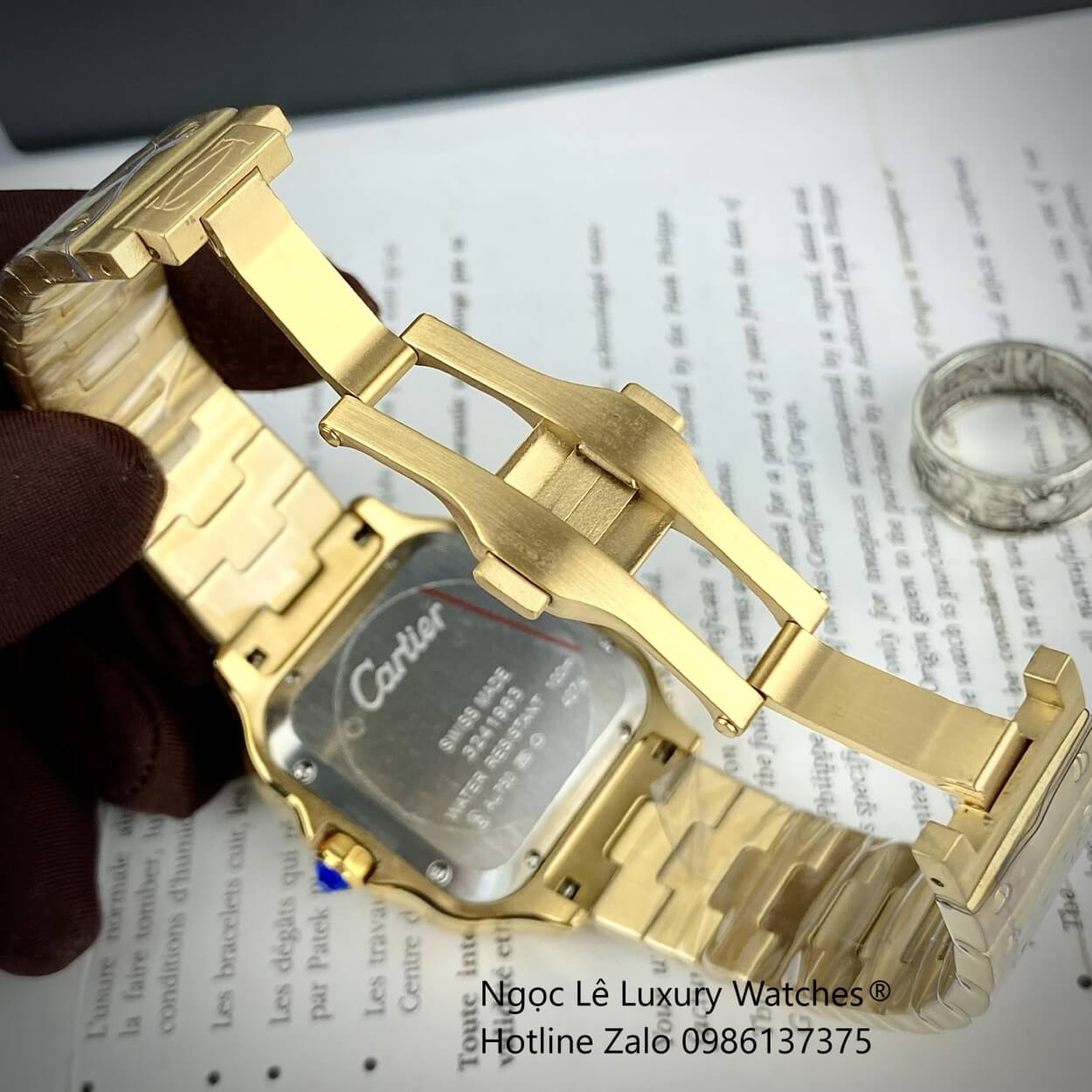 Đồng Hồ Nam Cartier Santos Automatic Dây Kim Loại Vàng Mặt Trắng Size 38x38mm