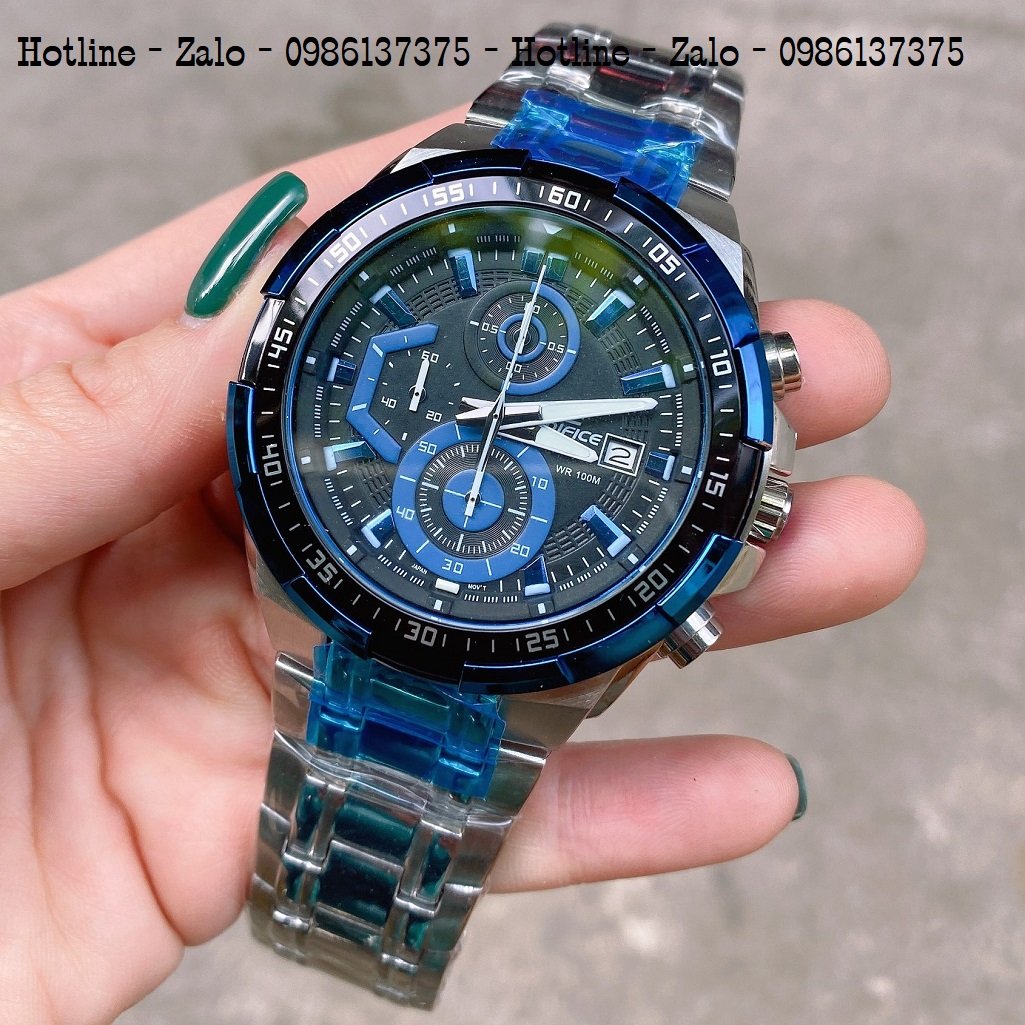 Đồng Hồ Nam CASIO Edifice EFR-539D Dây Bạc Mặt Đen 49mm