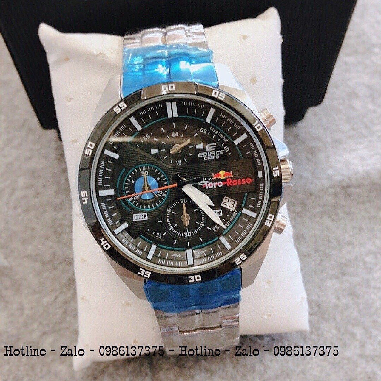 Đồng Hồ Nam CASIO Edifice EFR-556D Dây Bạc Mặt Đen 48mm