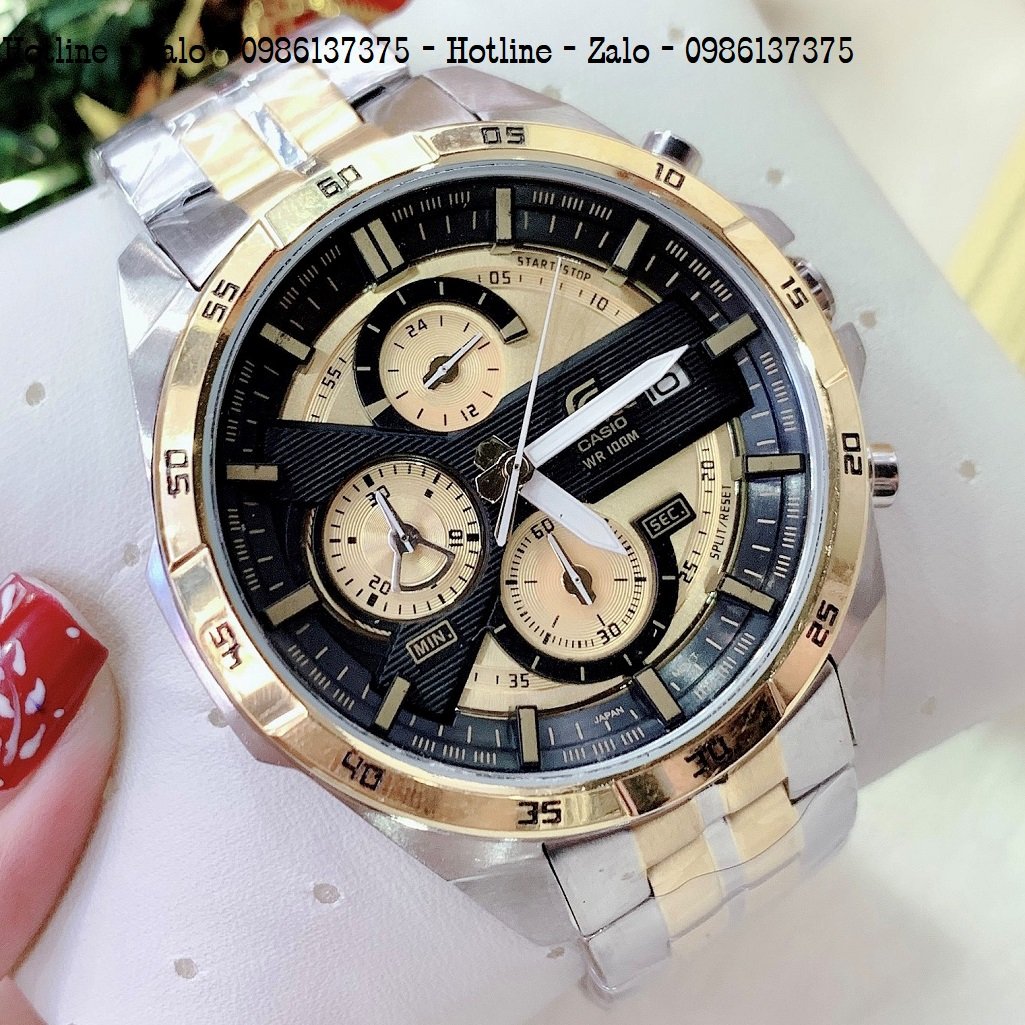 Đồng Hồ Nam CASIO Edifice EFR-556D Dây Demi Mặt Vàng 48mm