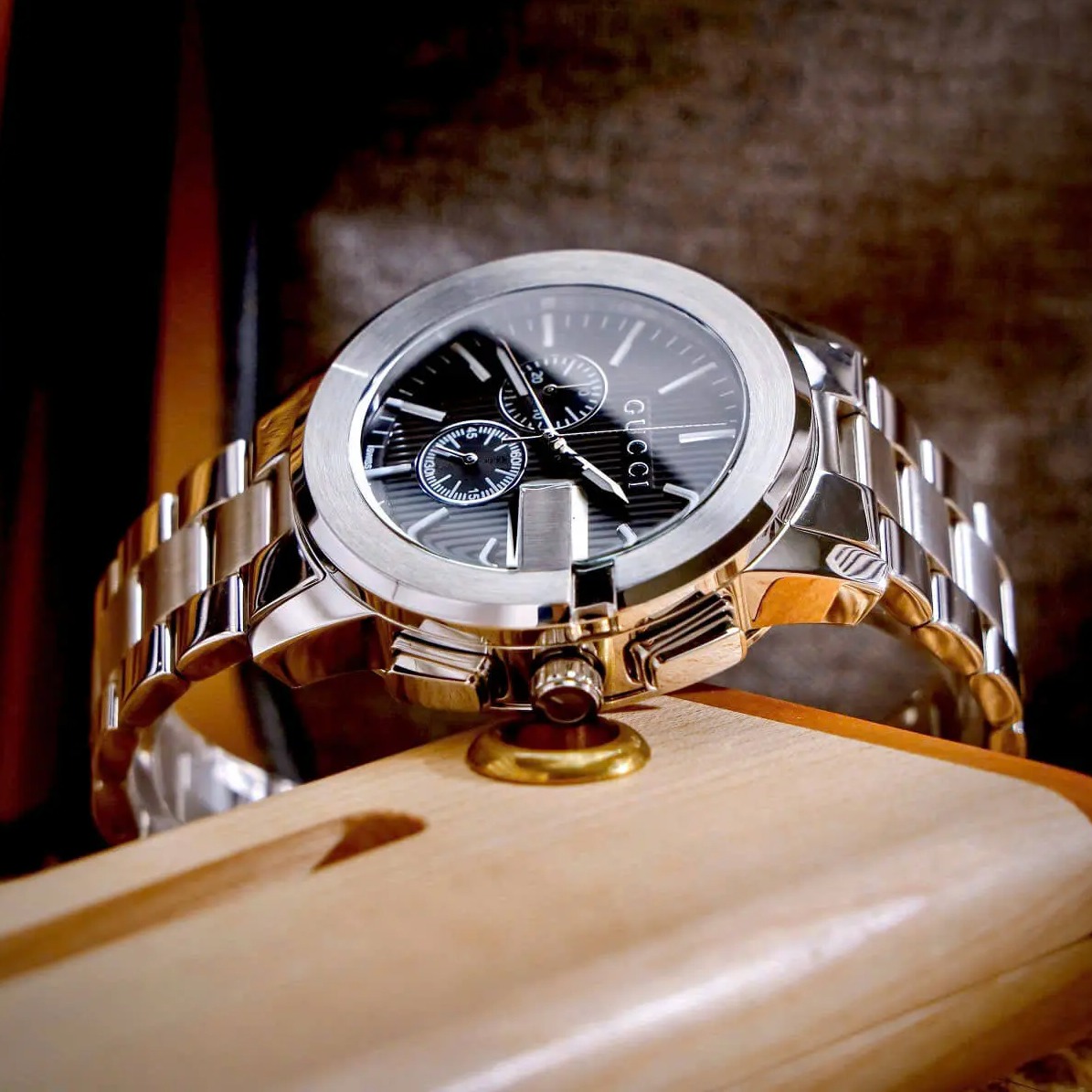 Đồng Hồ Nam Gucci G-Chrono Dây Bạc Mặt Đen Size 44mm - Gucci YA101331