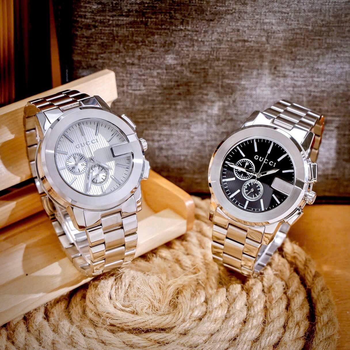 Đồng Hồ Nam Gucci G-Chrono Dây Bạc Mặt Trắng Size 44mm - Gucci YA101331