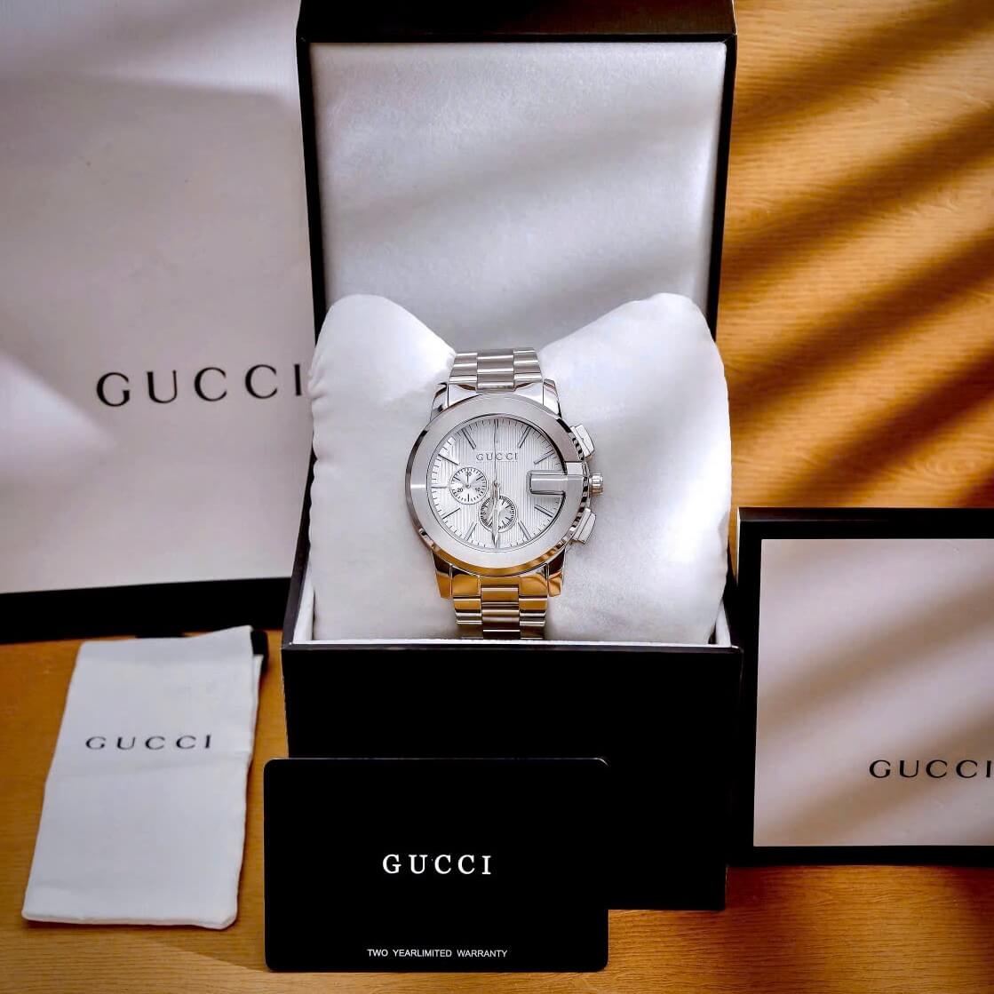 Đồng Hồ Nam Gucci G-Chrono Dây Bạc Mặt Trắng Size 44mm - Gucci YA101331