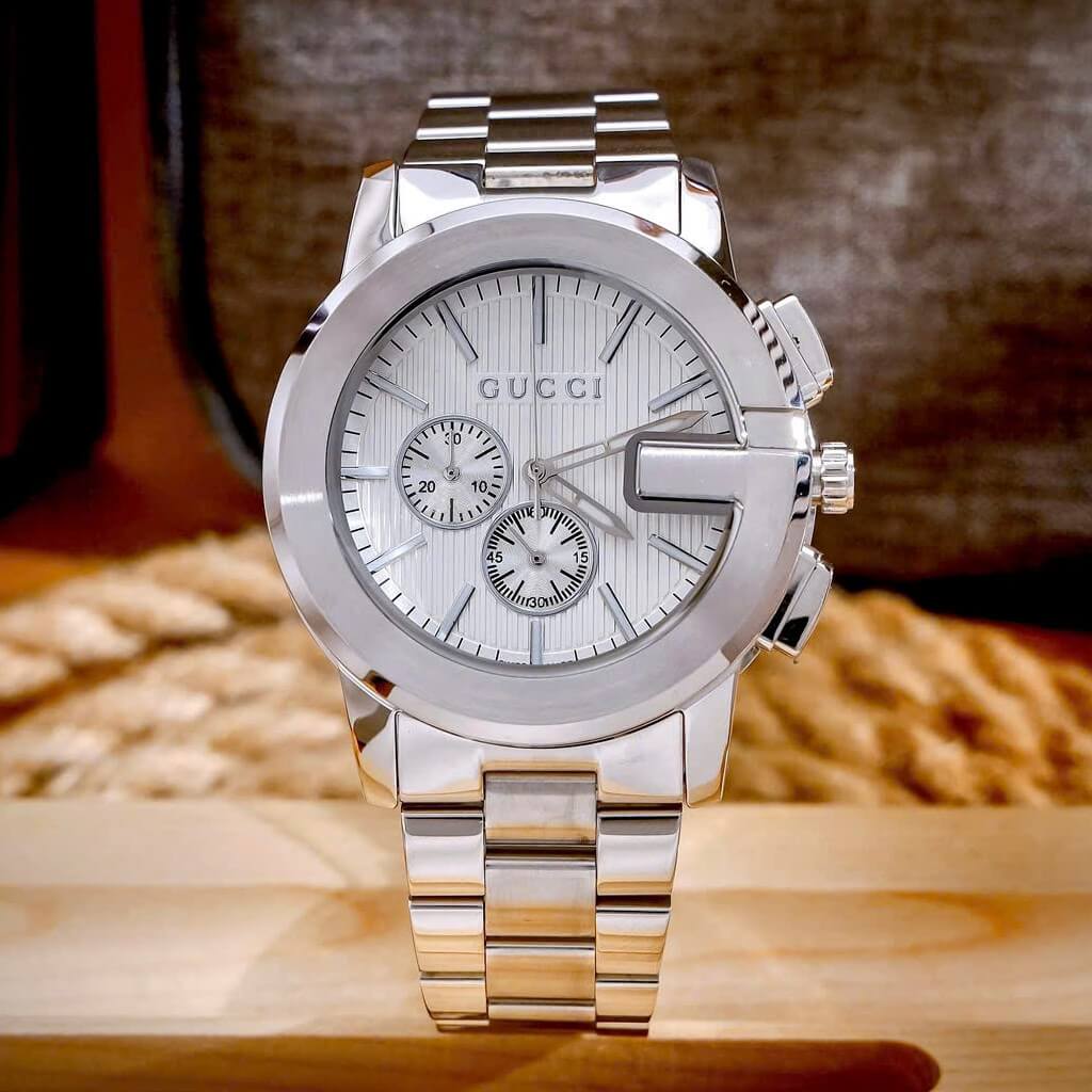 Đồng Hồ Nam Gucci G-Chrono Dây Bạc Mặt Trắng Size 44mm - Gucci YA101331