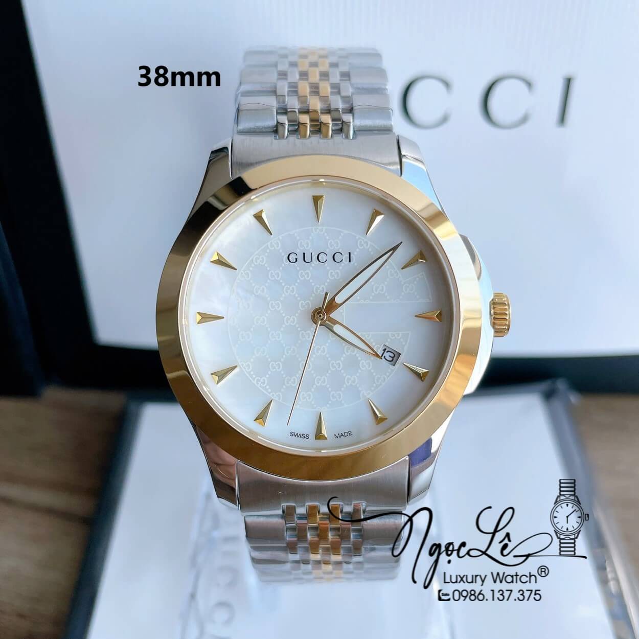 Đồng Hồ Nam Gucci G-Timeless Dây Kim Loại Demi Vàng Size 38mm YA126409