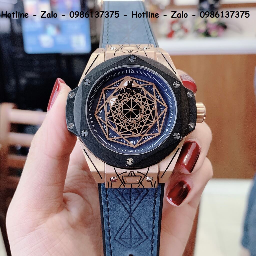 Đồng Hồ Hublot Big Bang Sang Bleu Automatic Nam Xanh 44mm Rose Gold