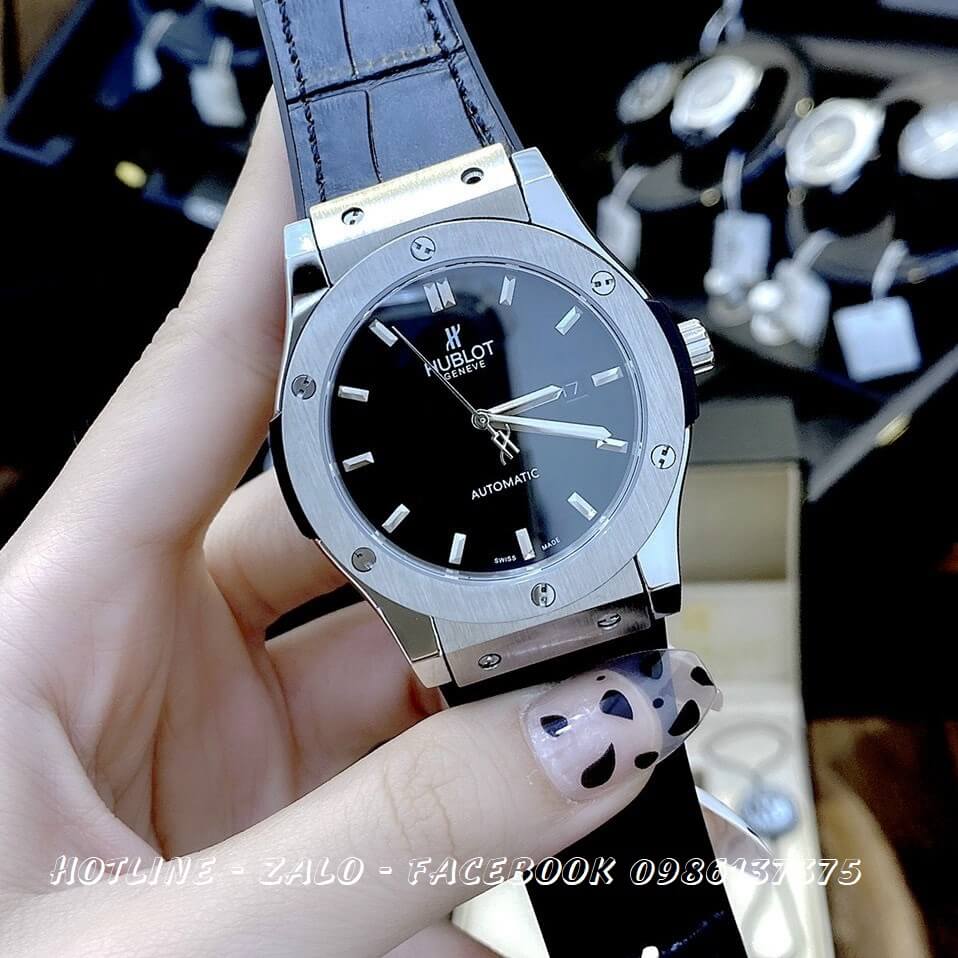 Đồng Hồ Nam Hublot Automatic Dây Da Silicon Đen 42mm