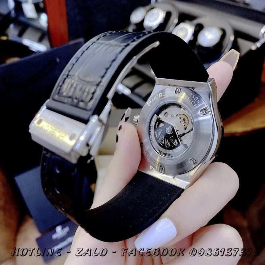 Đồng Hồ Nam Hublot Automatic Dây Da Silicon Đen 42mm