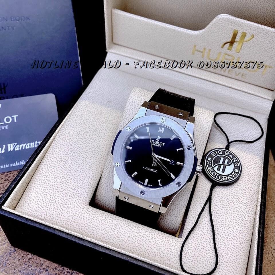 Đồng Hồ Nam Hublot Automatic Dây Da Silicon Đen 42mm