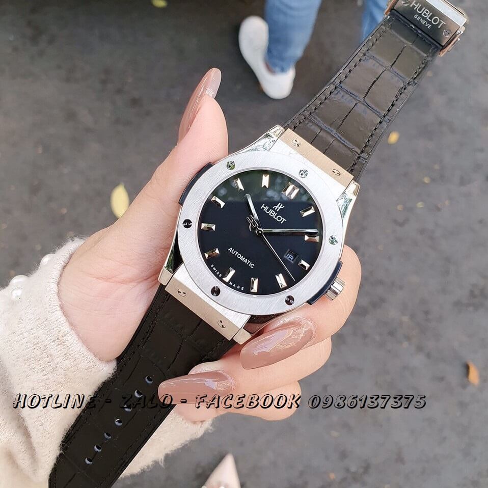 Đồng Hồ Nam Hublot Automatic Dây Da Silicon Đen 42mm